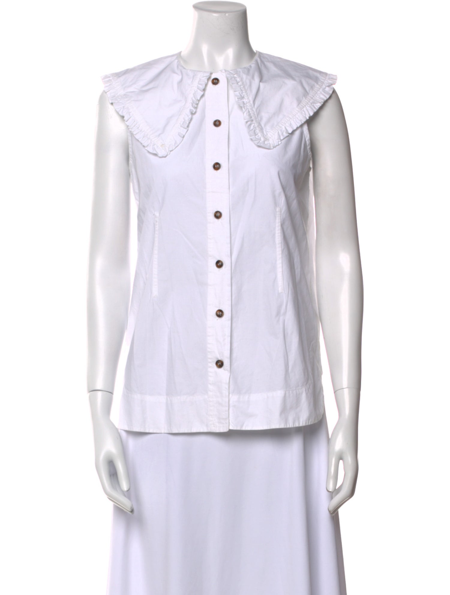 Ganni Short Sleeve Button-Up Top