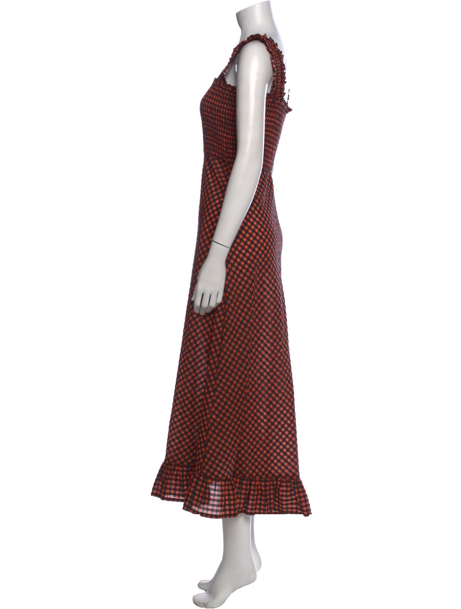 Ganni Plaid Print Long Dress