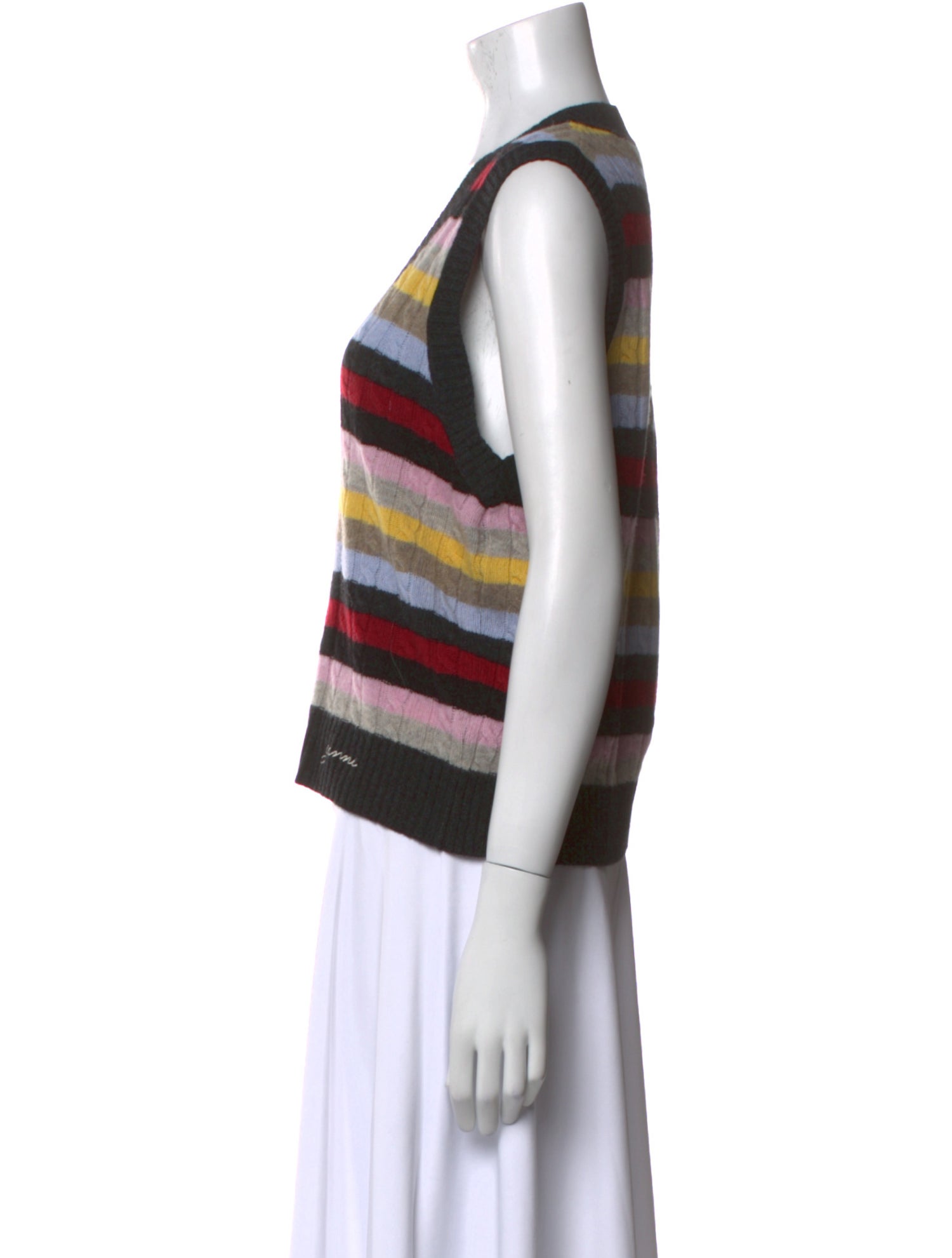 Ganni Striped V-Neck Sweater