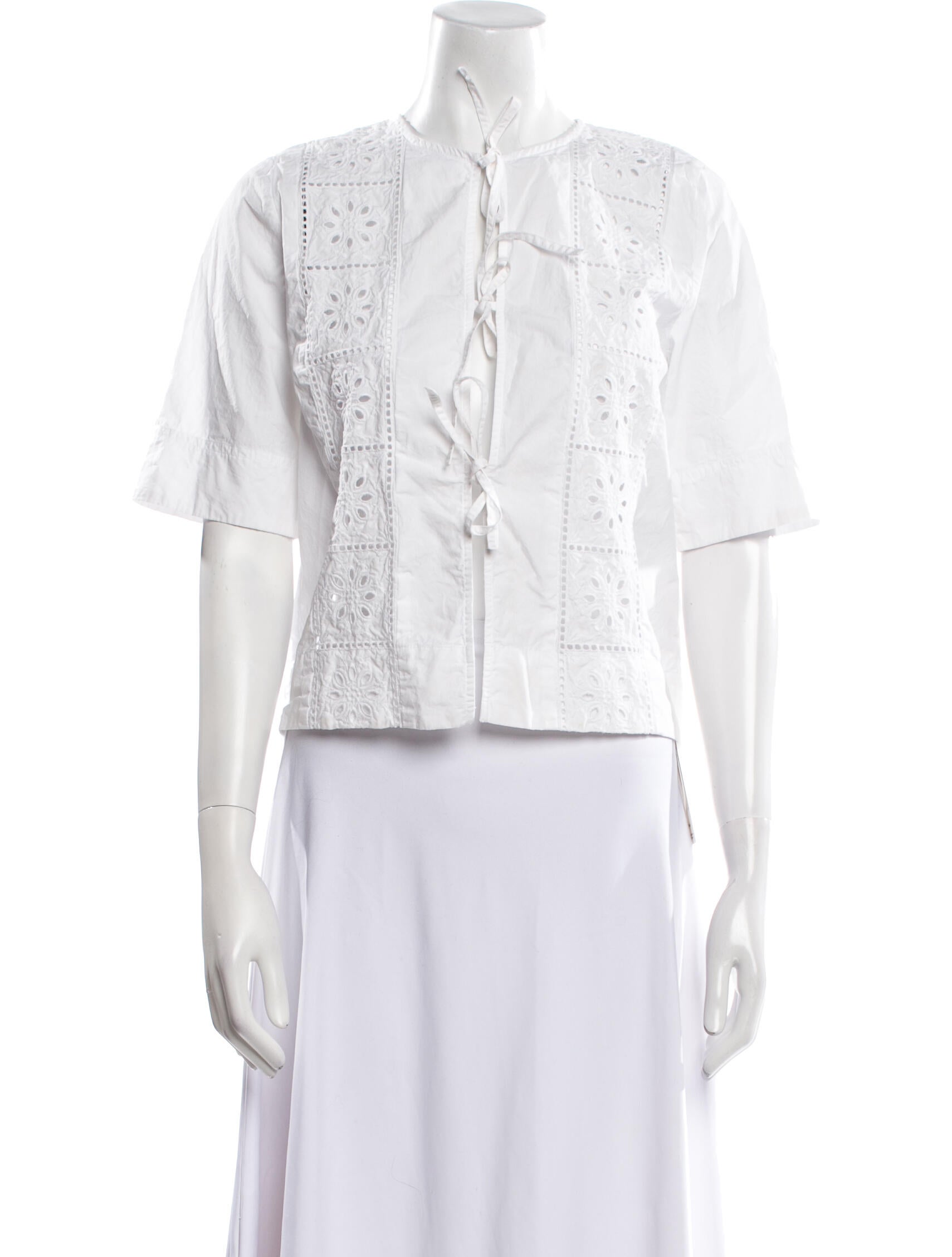 Ganni V-Neck Short Sleeve Crop Top