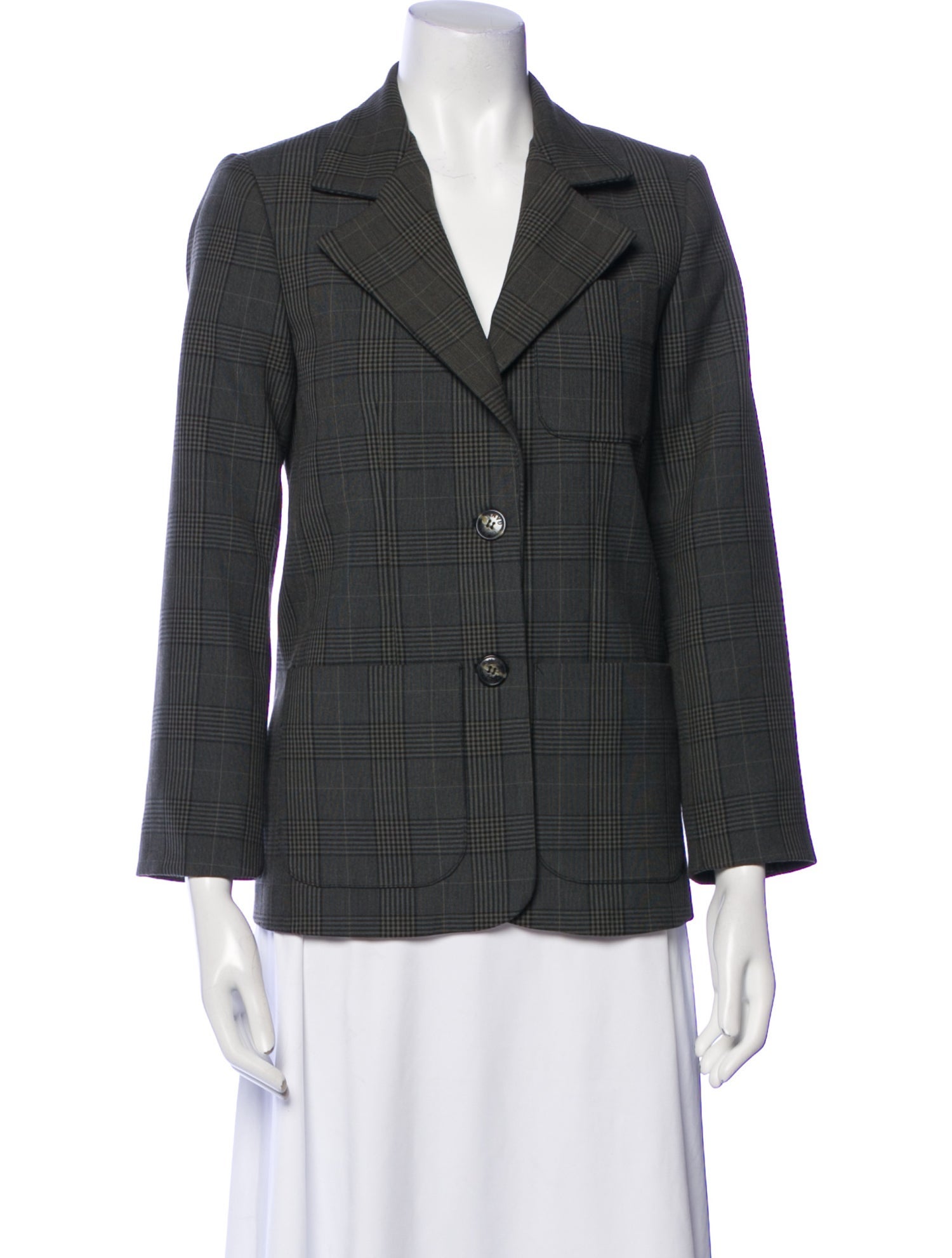 Ganni Plaid Print Blazer