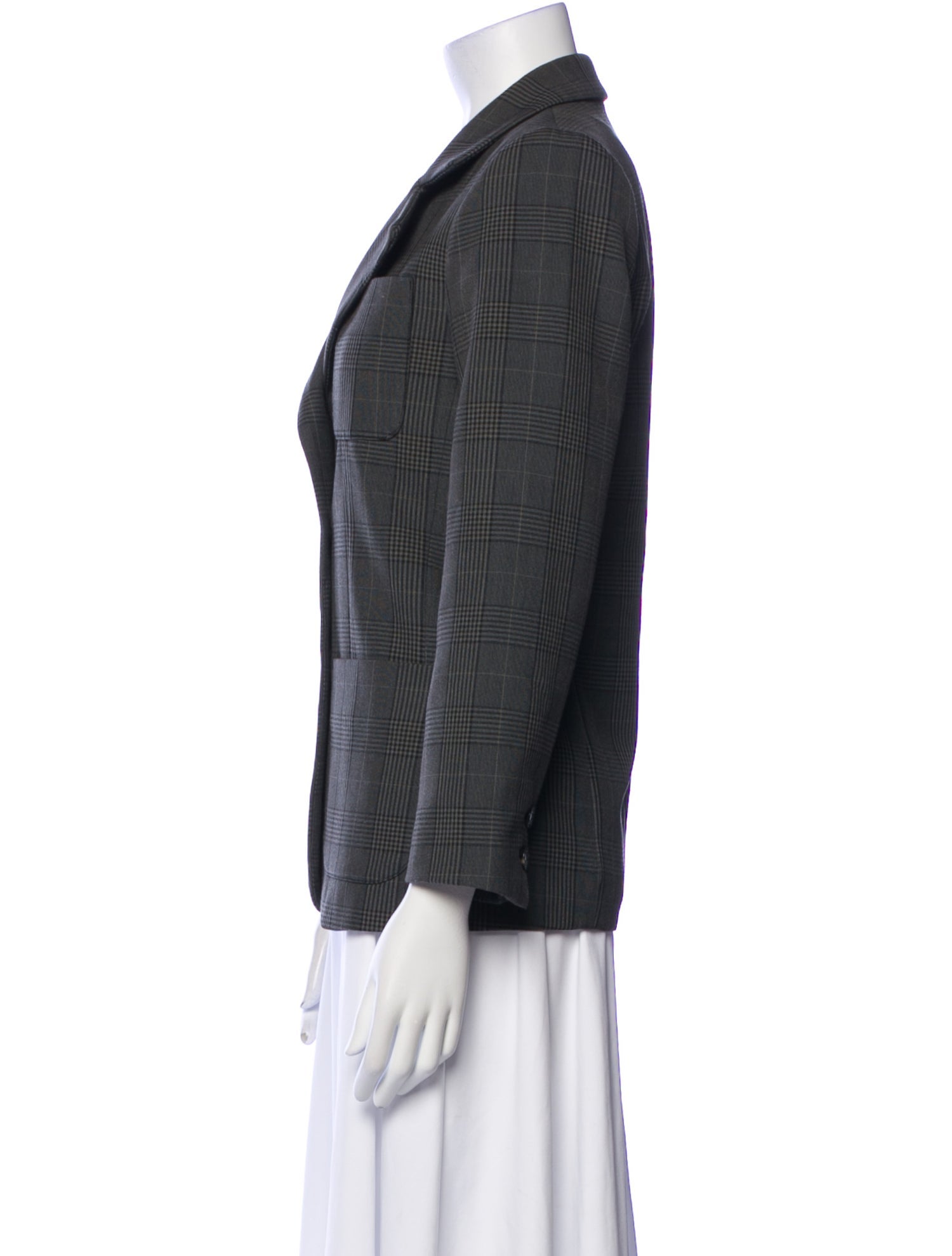 Ganni Plaid Print Blazer