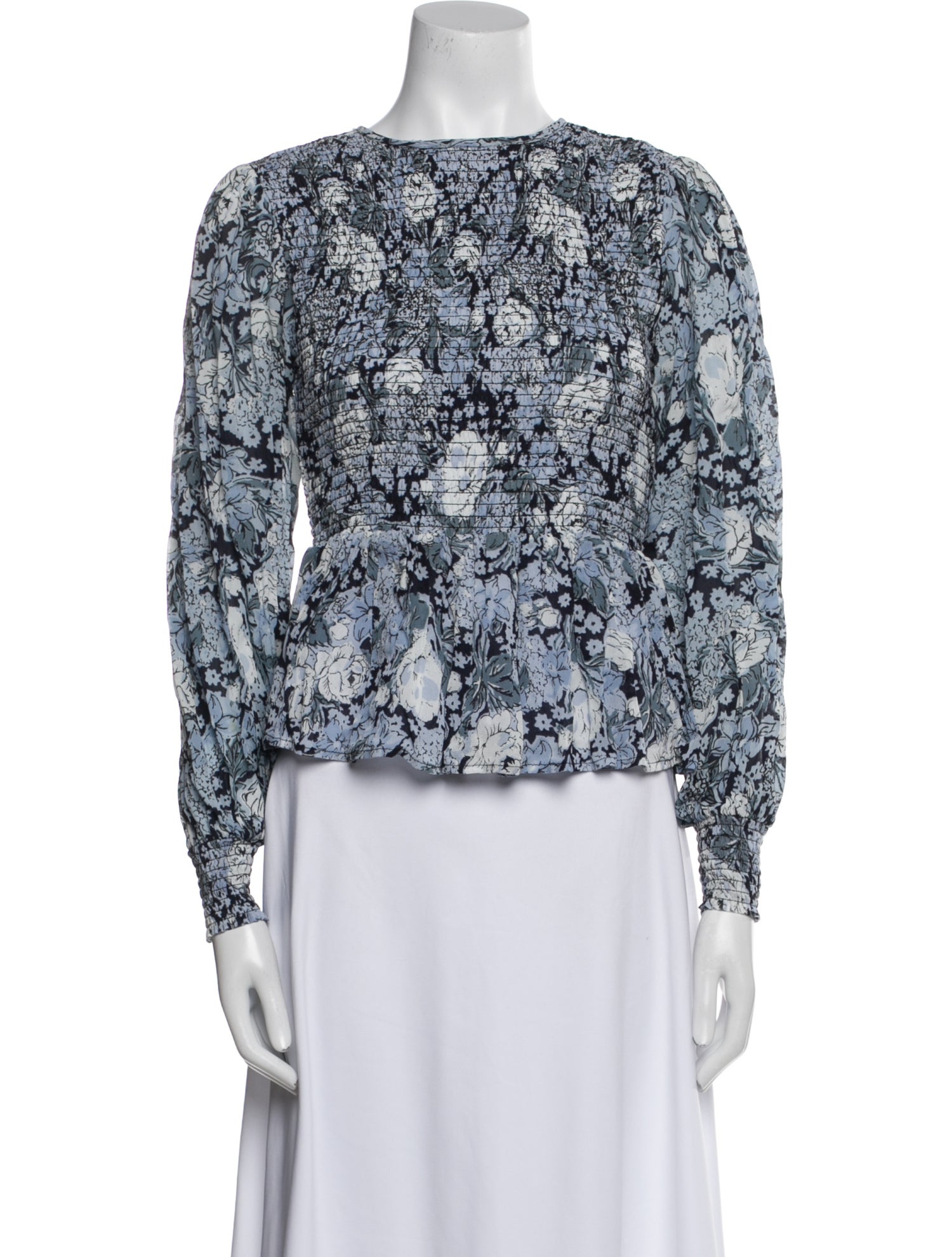 Ganni Floral Print Bateau Neckline Blouse