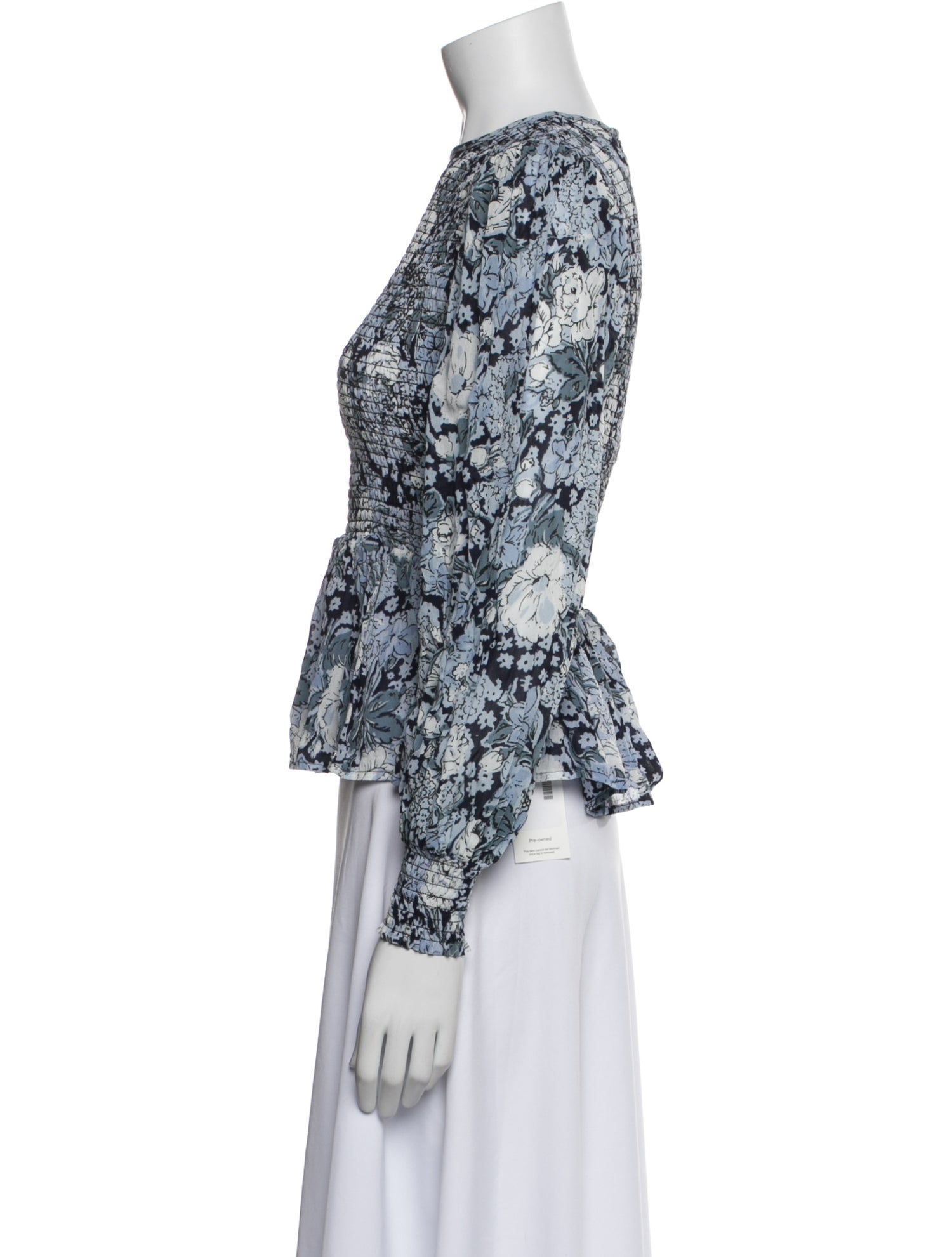 Ganni Floral Print Bateau Neckline Blouse