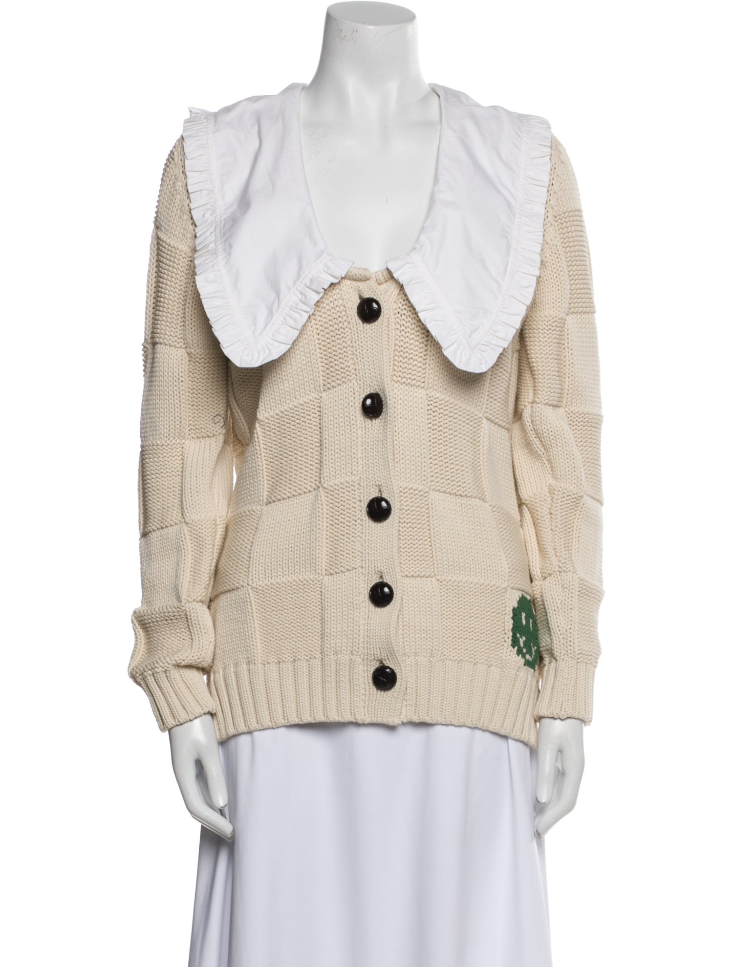 Ganni Colorblock Pattern V-Neck Sweater