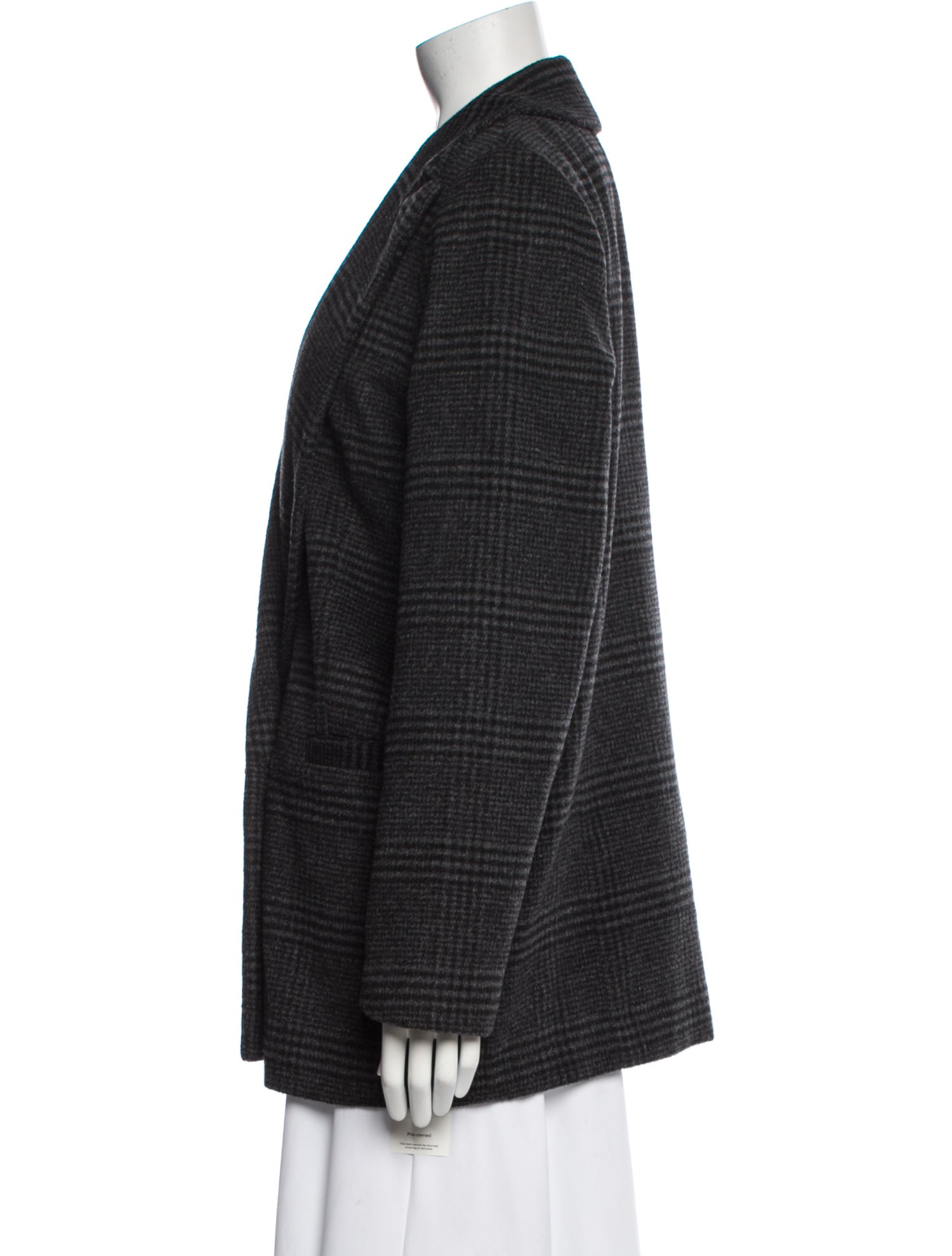 Ganni Wool Plaid Print Blazer