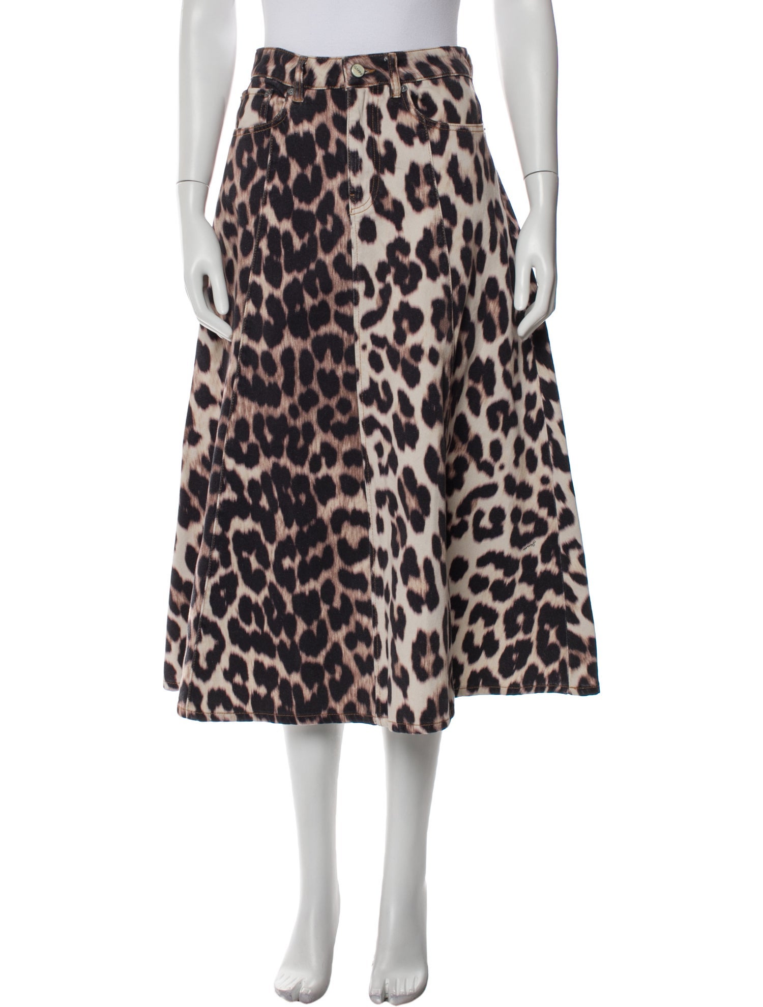 Ganni Animal Print Midi Length Skirt