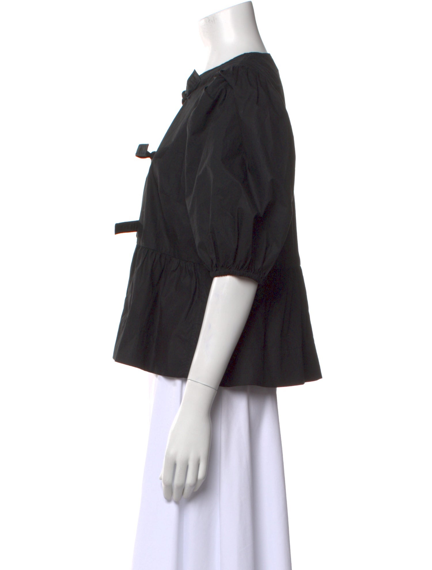 Ganni Crew Neck Three-Quarter Sleeve Top