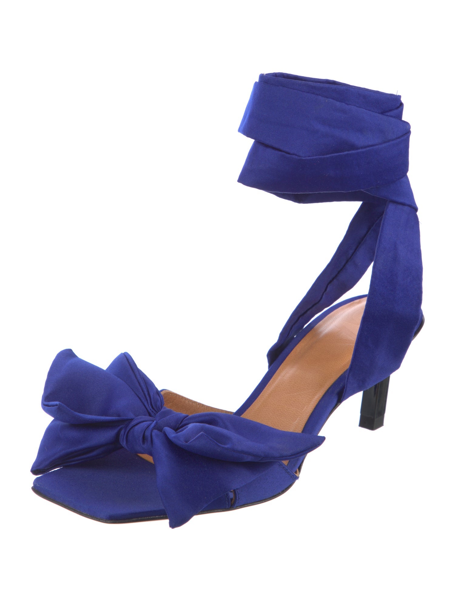 Ganni Satin Bow Accents Slingback Pumps