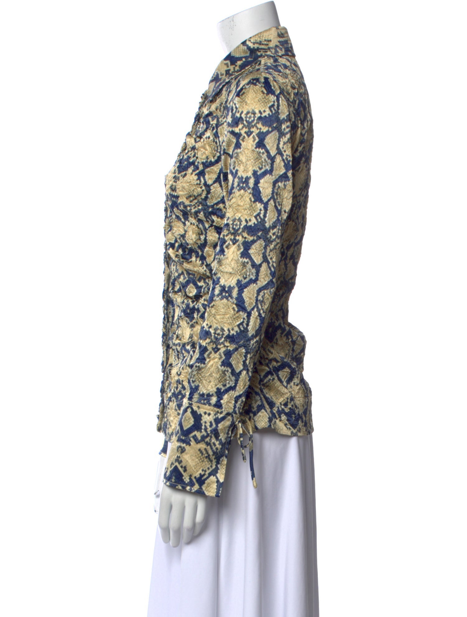 Ganni Printed Long Sleeve Button-Up Top