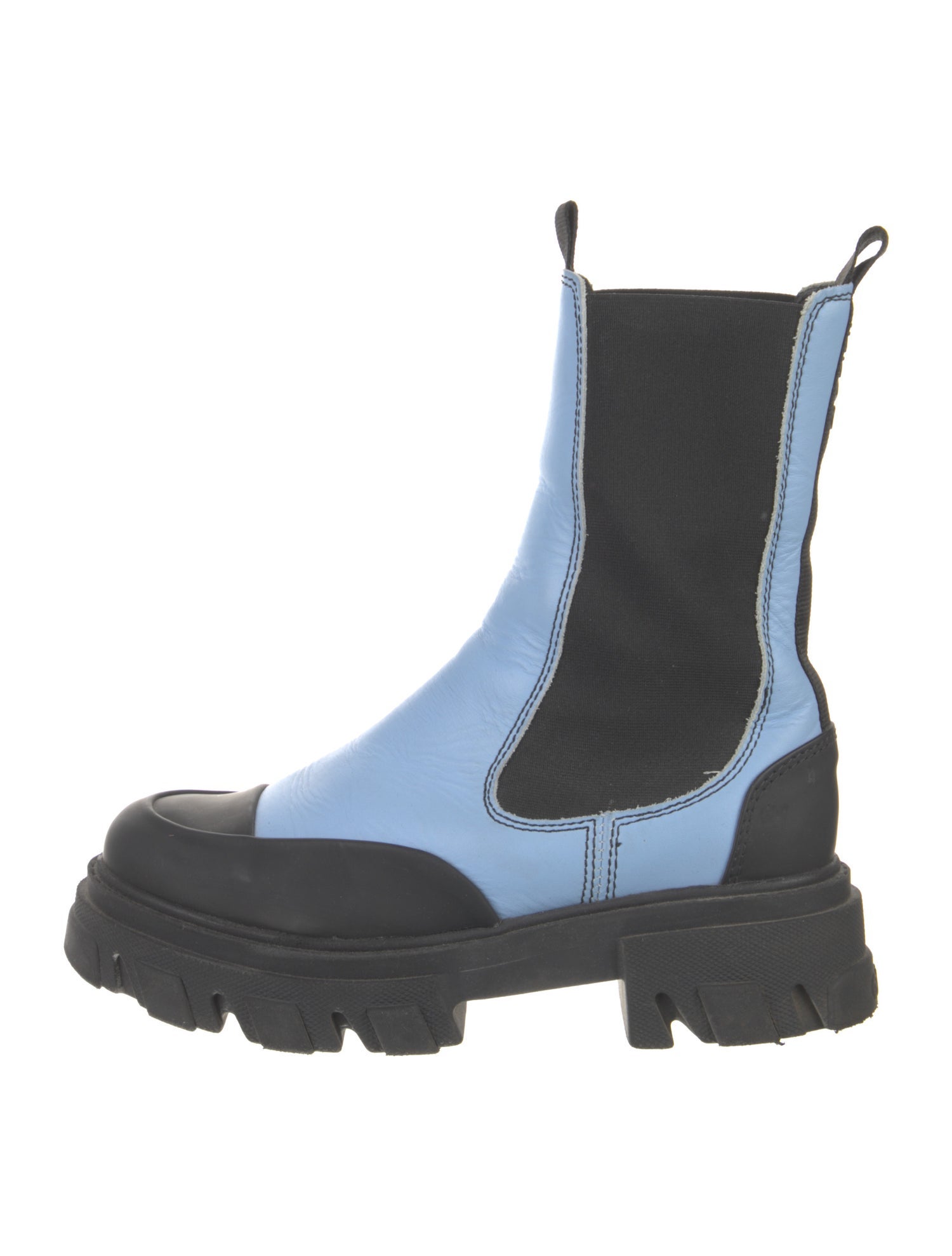 Ganni Leather Colorblock Pattern Chelsea Boots