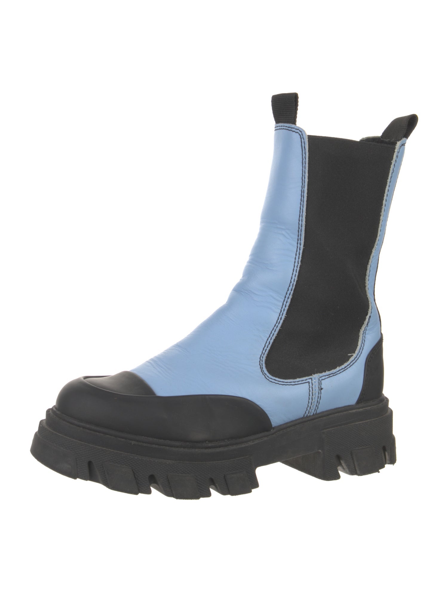 Ganni Leather Colorblock Pattern Chelsea Boots