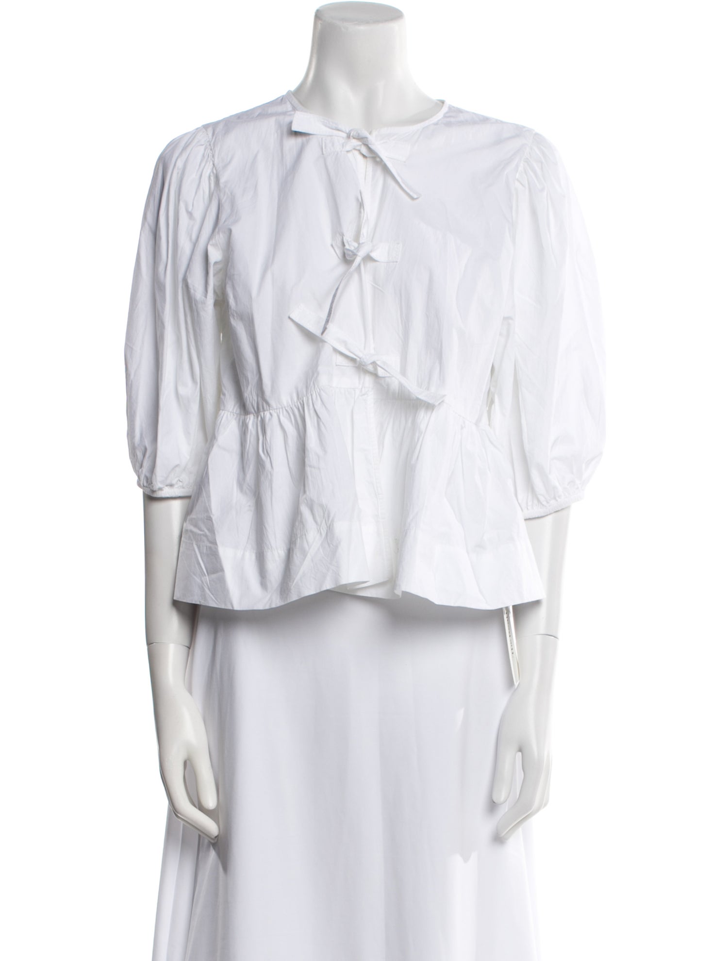Ganni Three-Quarter Sleeve Button-Up Top