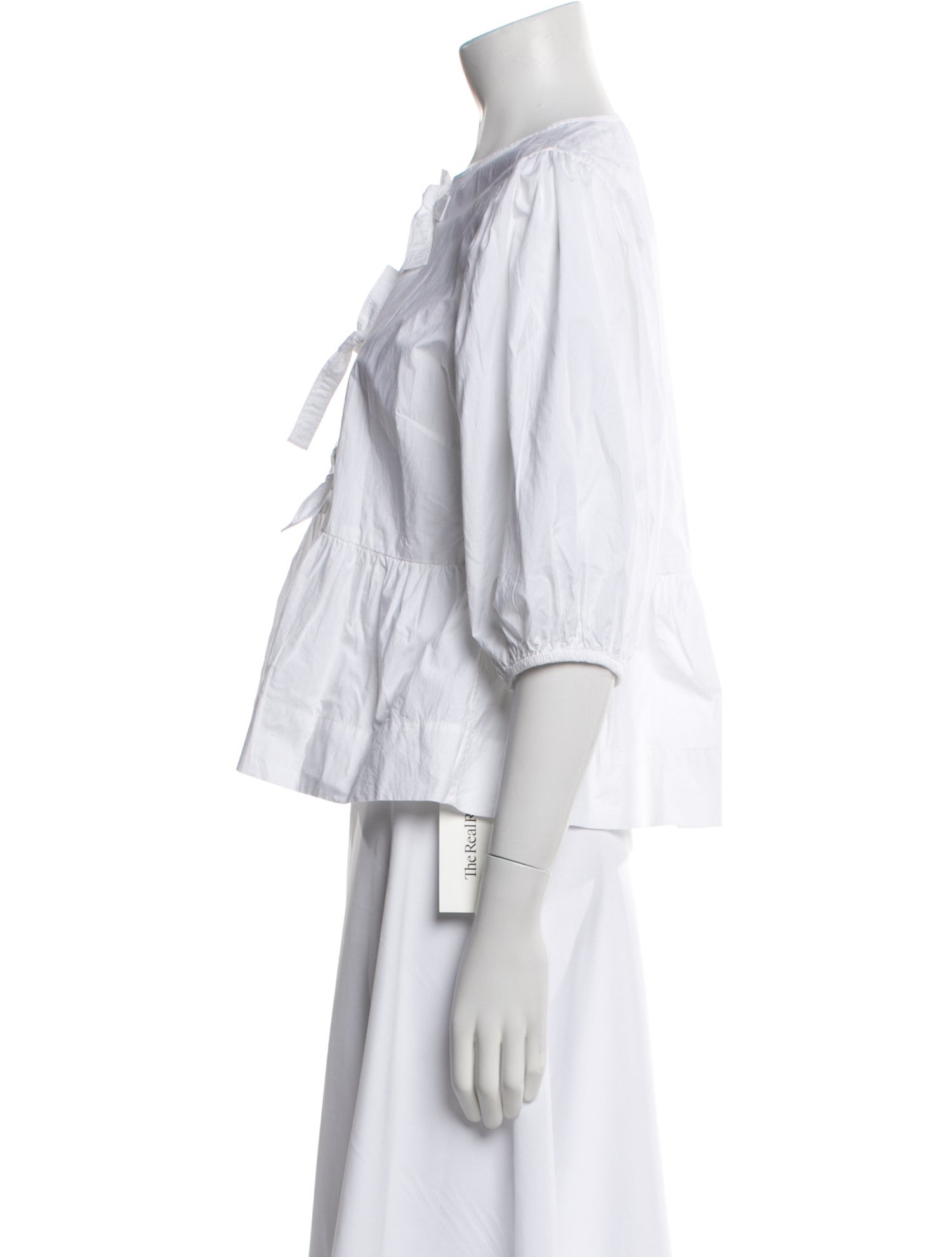 Ganni Three-Quarter Sleeve Button-Up Top