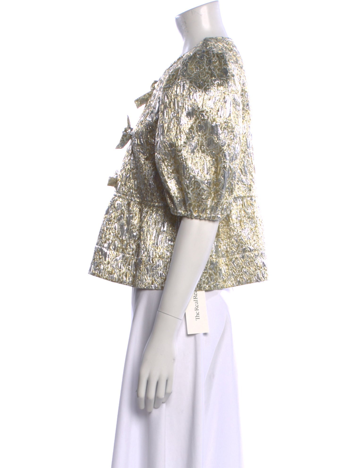 Ganni Printed Crew Neck Crop Top w/ Tags