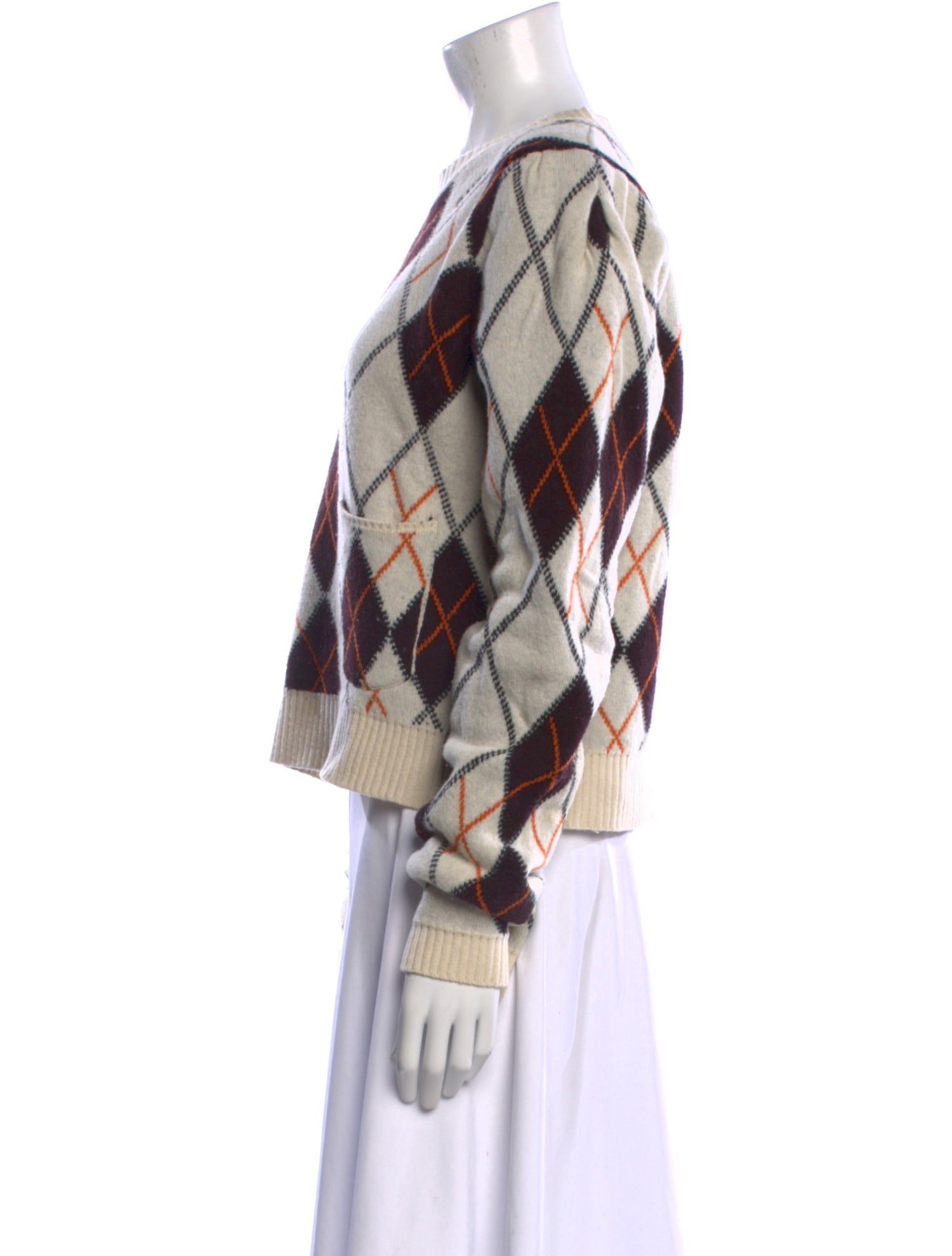 Ganni Wool Plaid Print Sweater