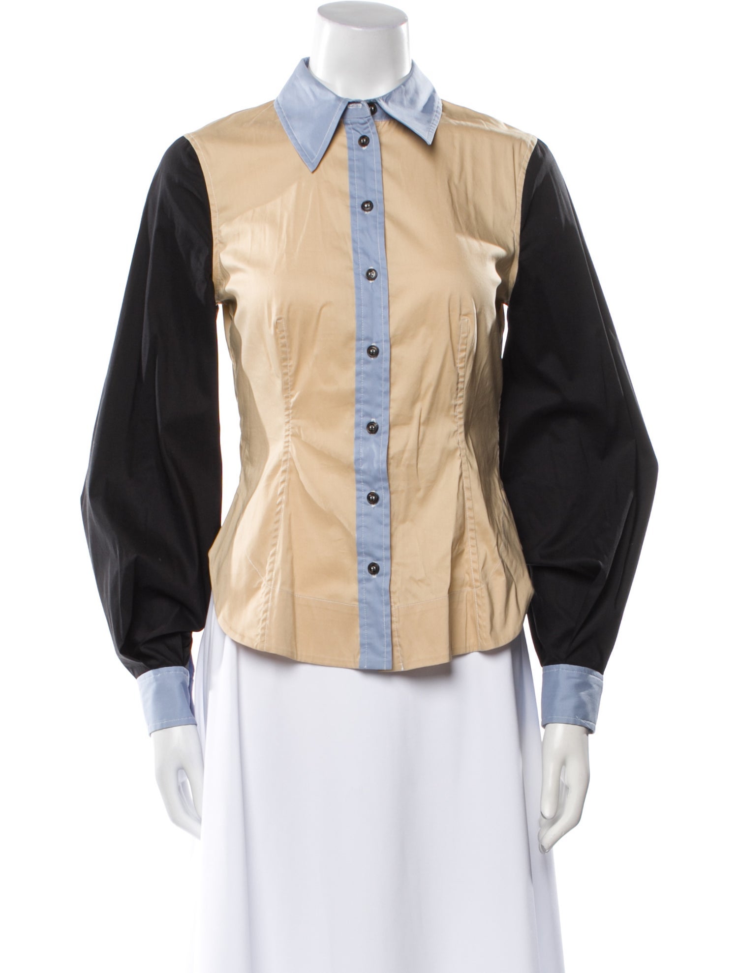 Ganni Long Sleeve Button-Up Top