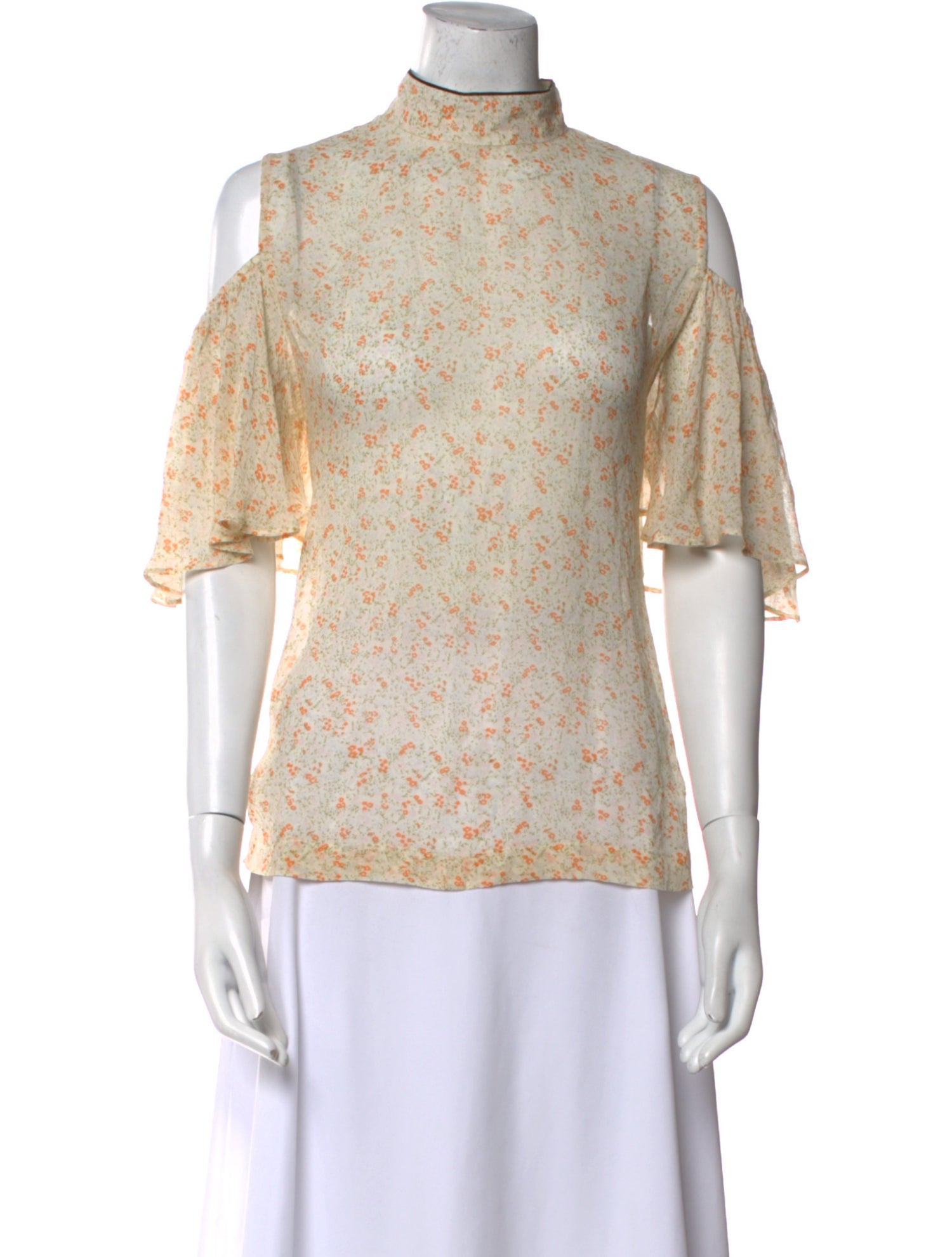 Ganni Floral Print Mock Neck Blouse w/ Tags