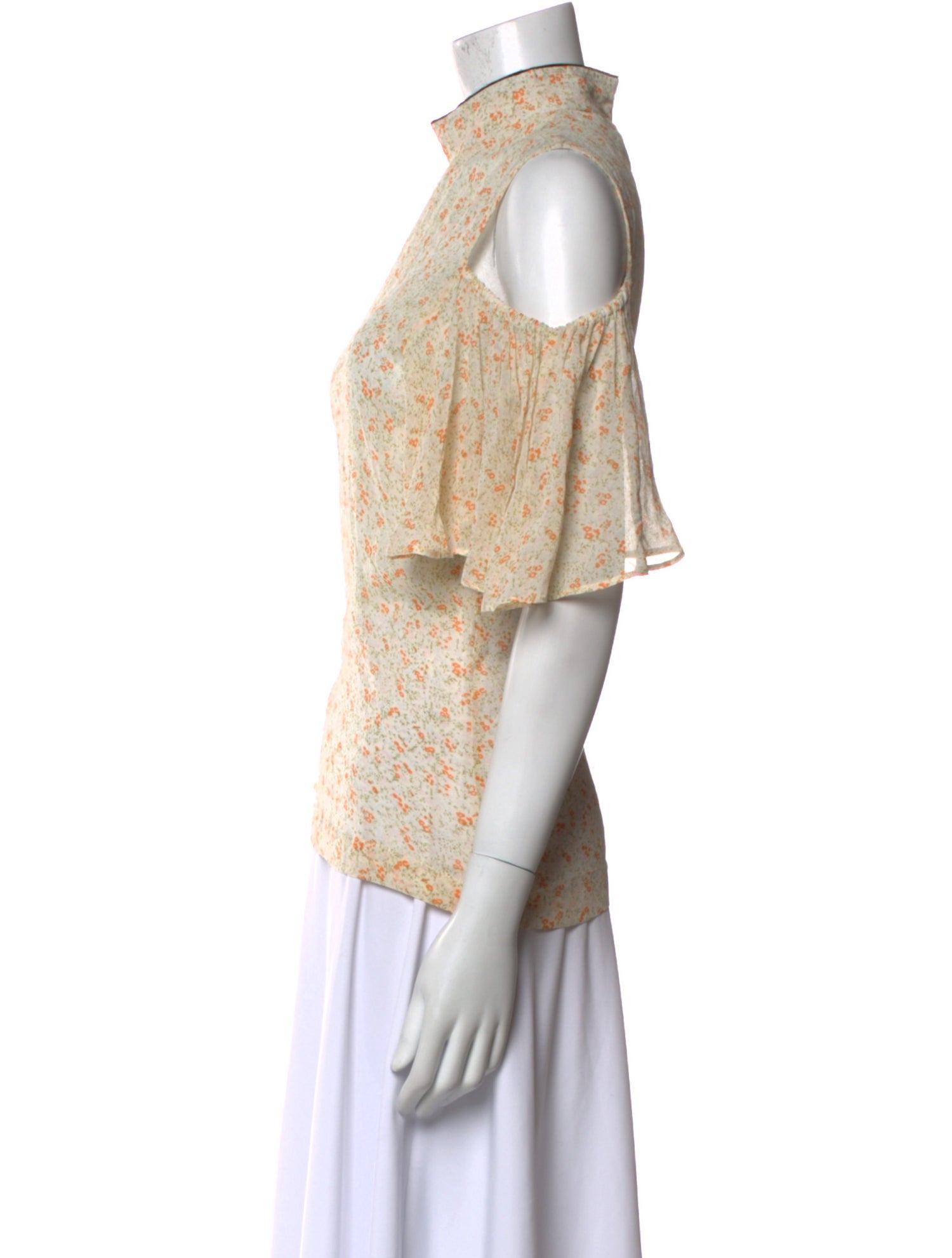 Ganni Floral Print Mock Neck Blouse w/ Tags