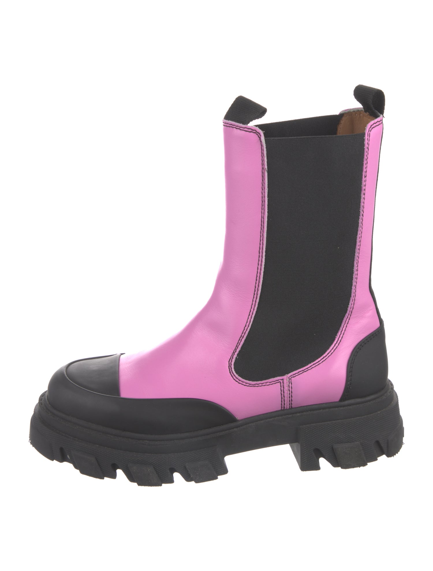 Ganni Leather Colorblock Pattern Rain Boots