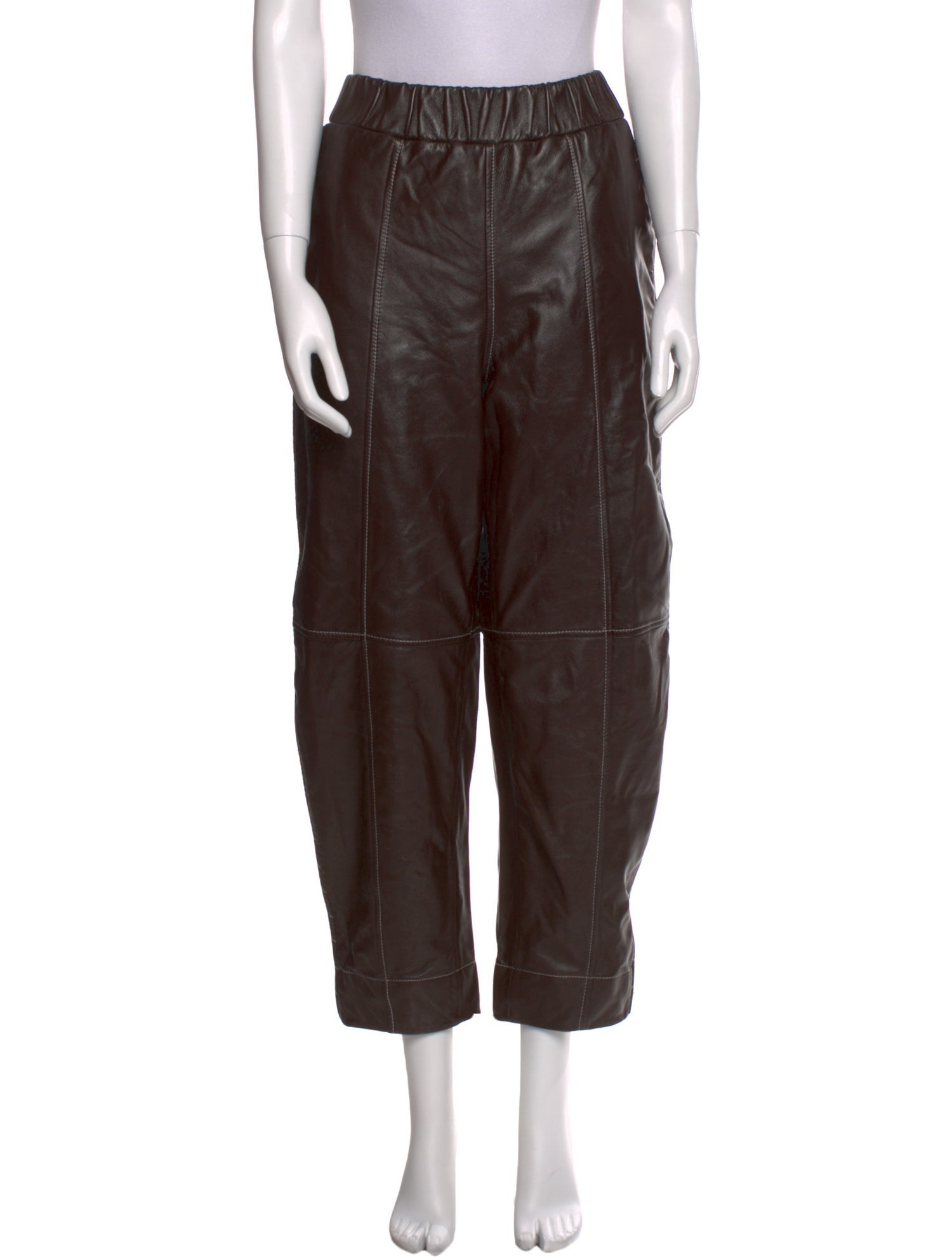 Ganni Leather Straight Leg Pants