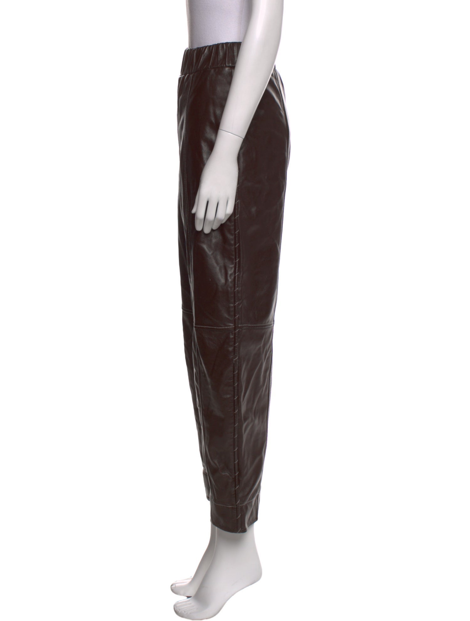 Ganni Leather Straight Leg Pants