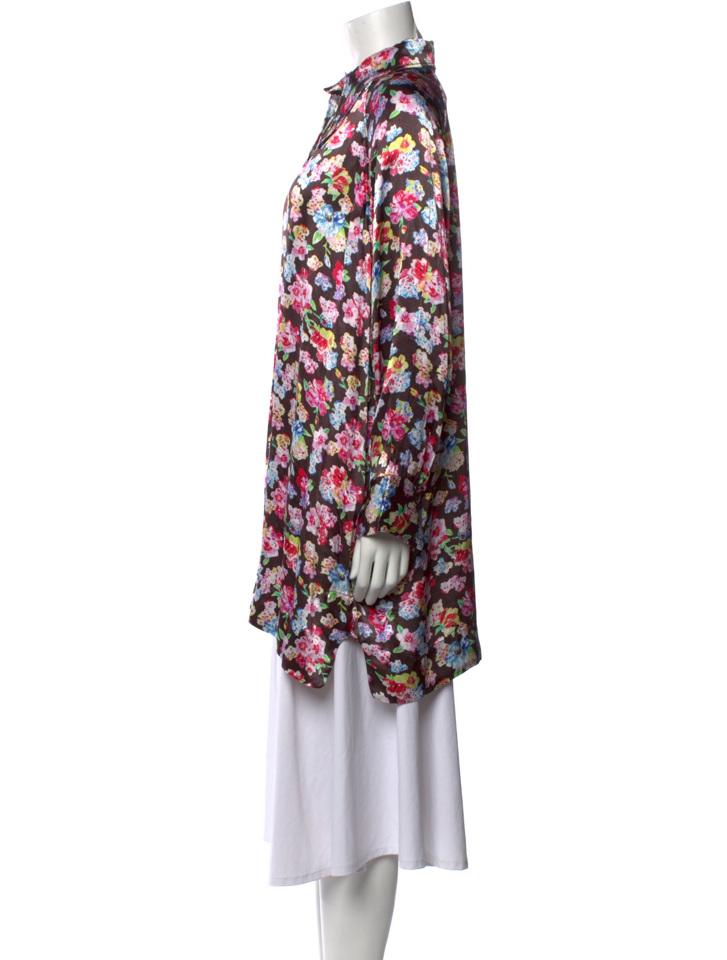 Ganni Floral Print Mock Neck Tunic