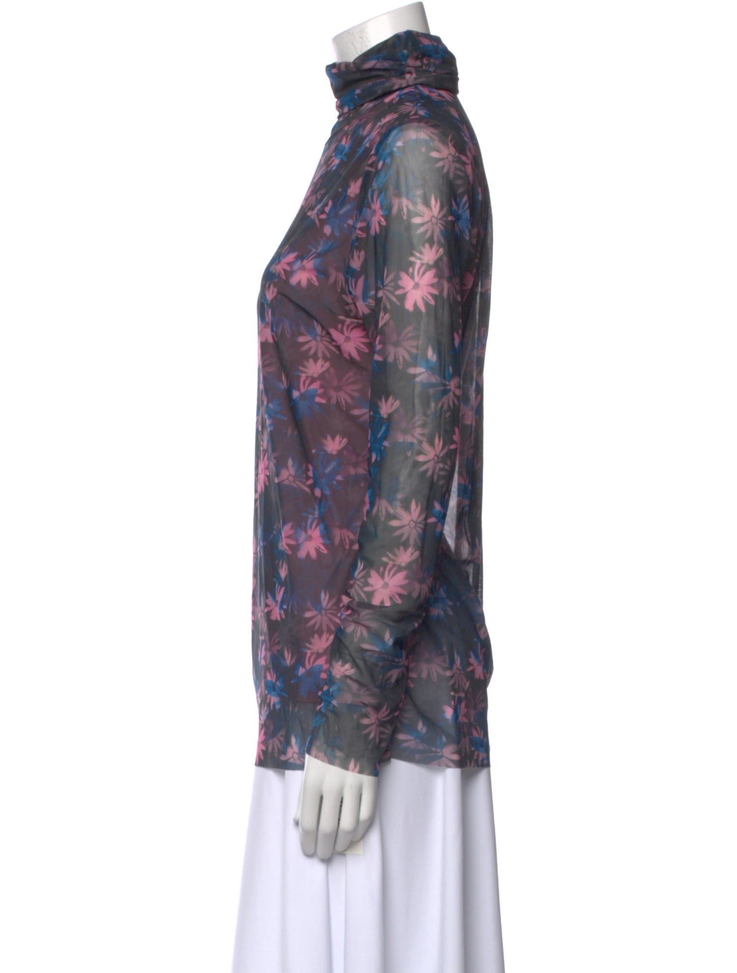Ganni Floral Print Turtleneck Blouse