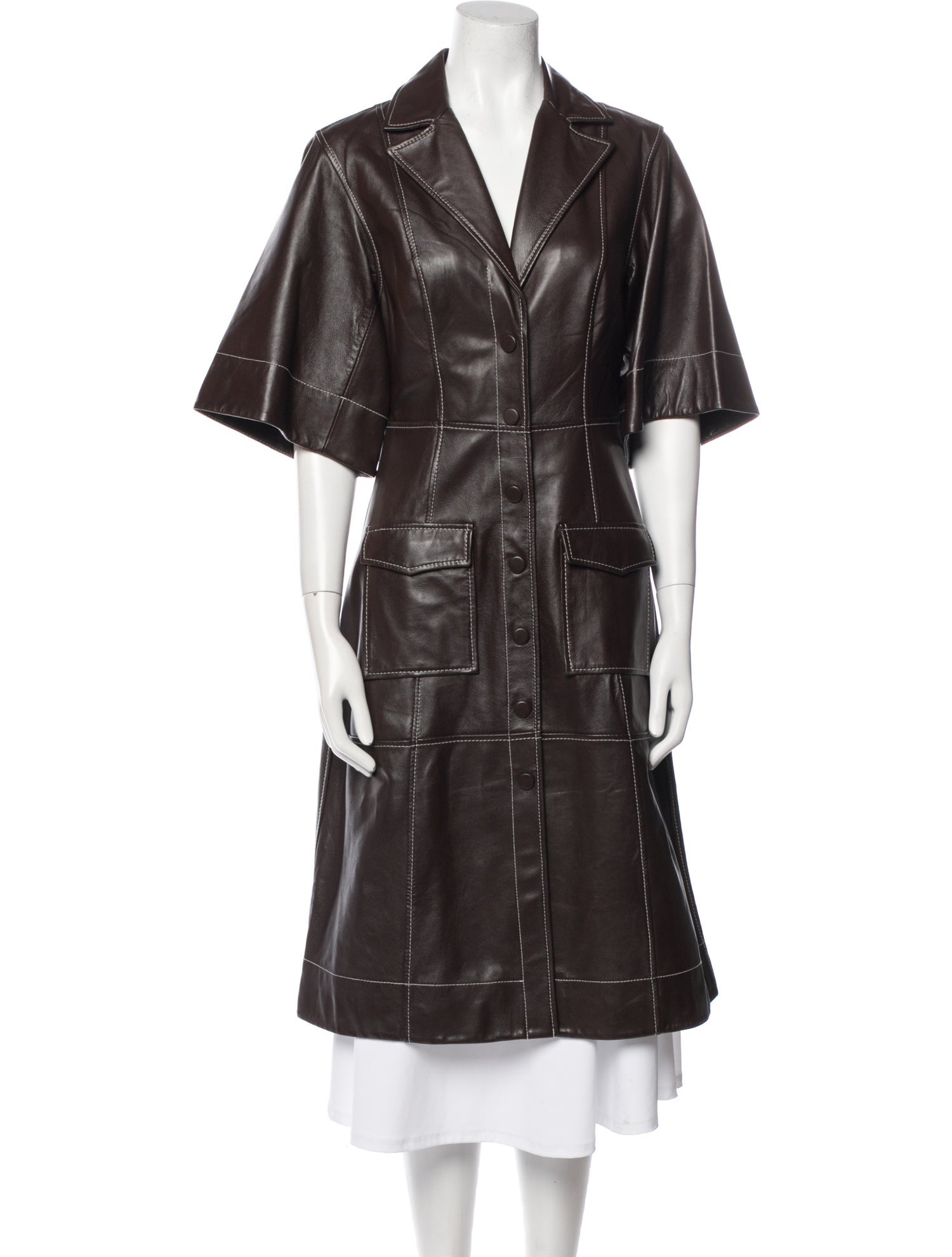 Ganni Leather Trench Coat w/ Tags
