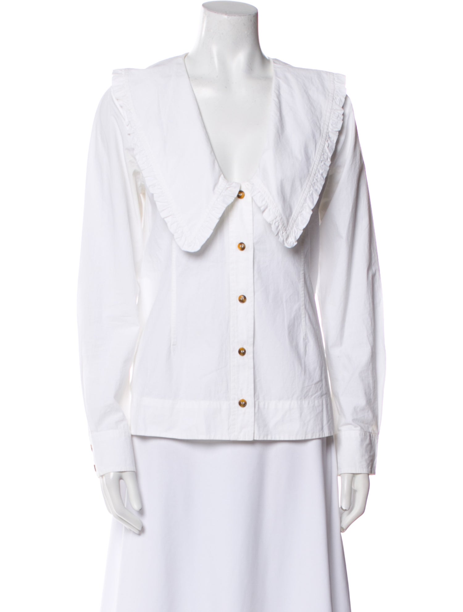 Ganni V-Neck Long Sleeve Blouse