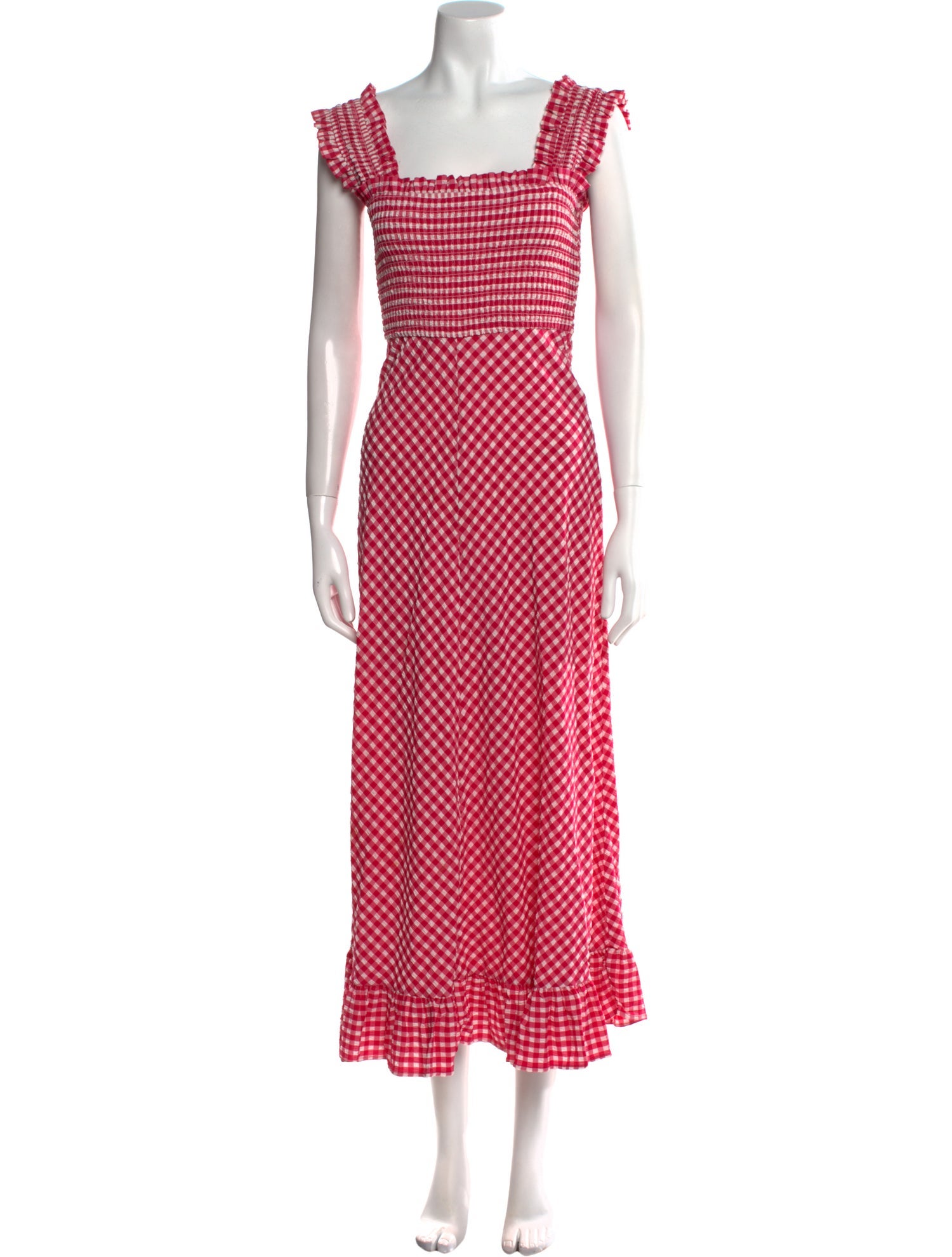 Ganni Plaid Print Long Dress