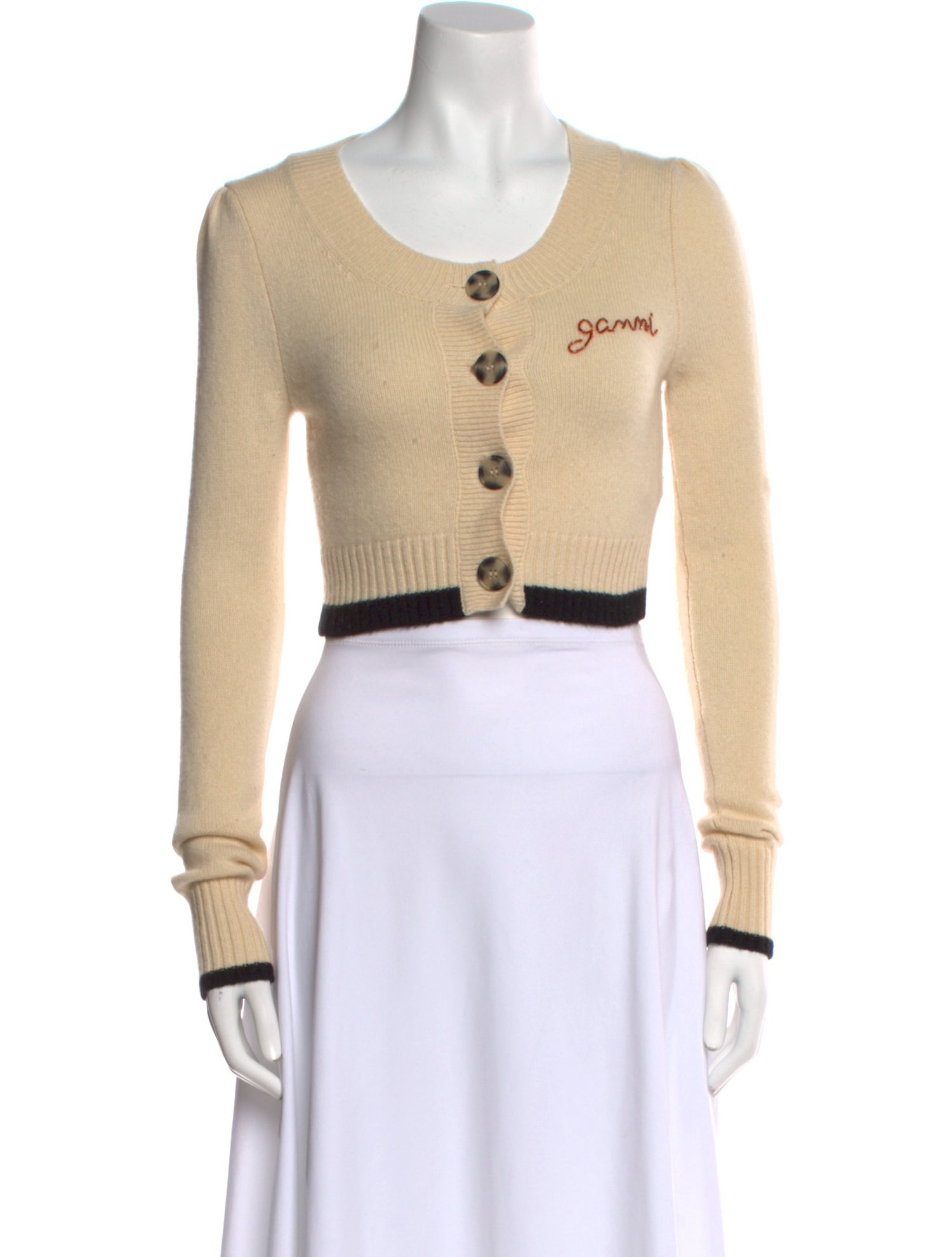 Ganni Wool Colorblock Pattern Sweater