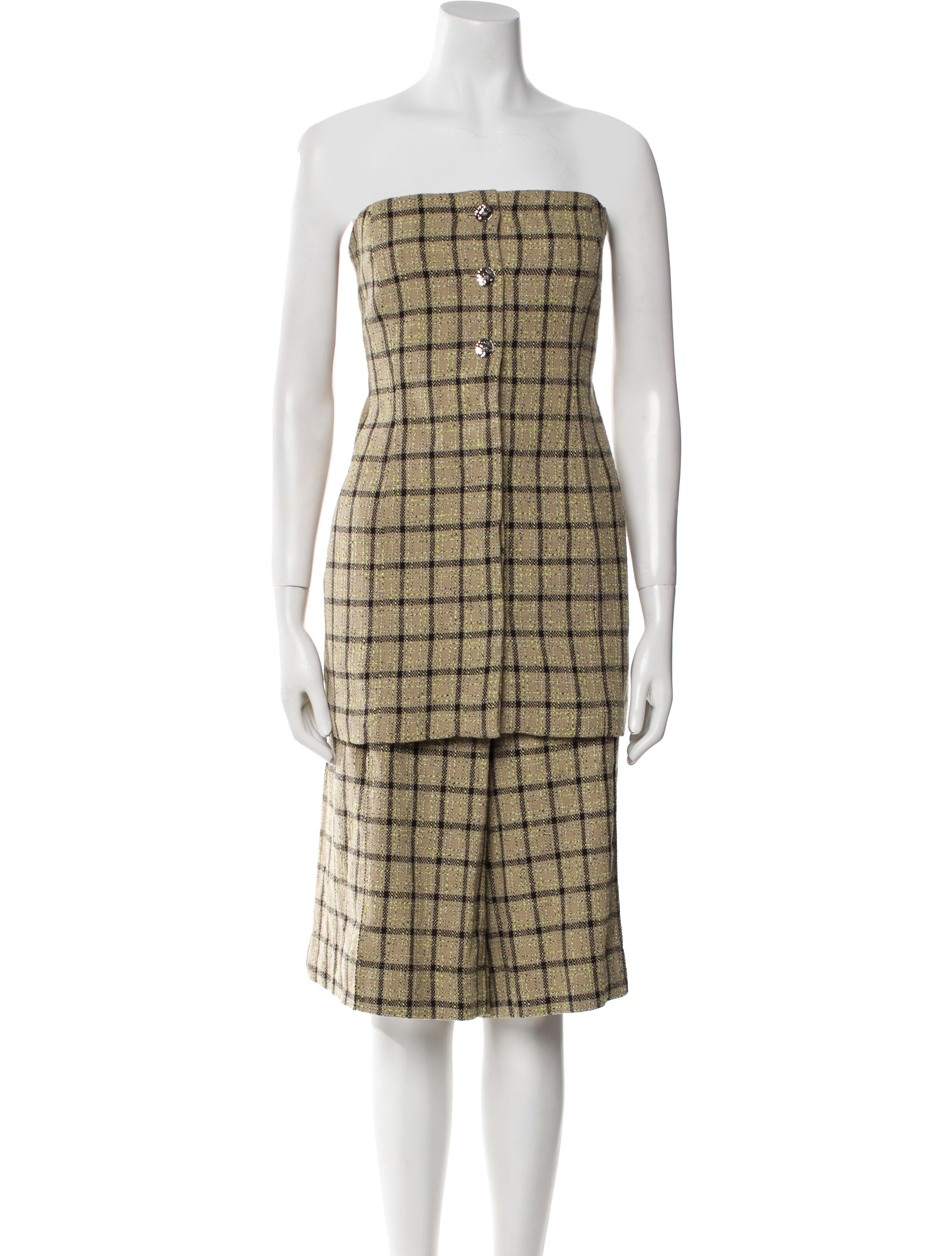 Ganni Plaid Print Short Set w/ Tags