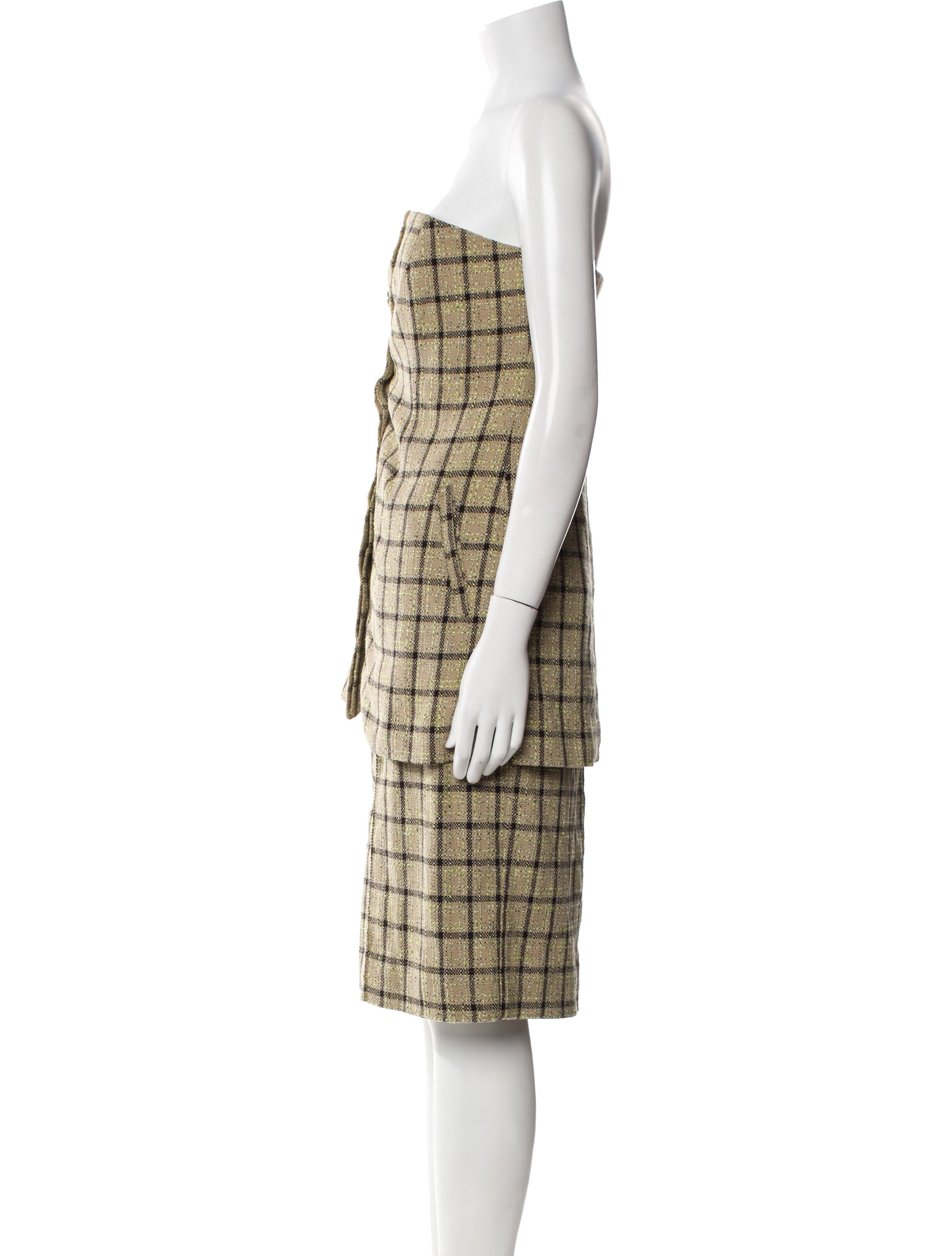 Ganni Plaid Print Short Set w/ Tags