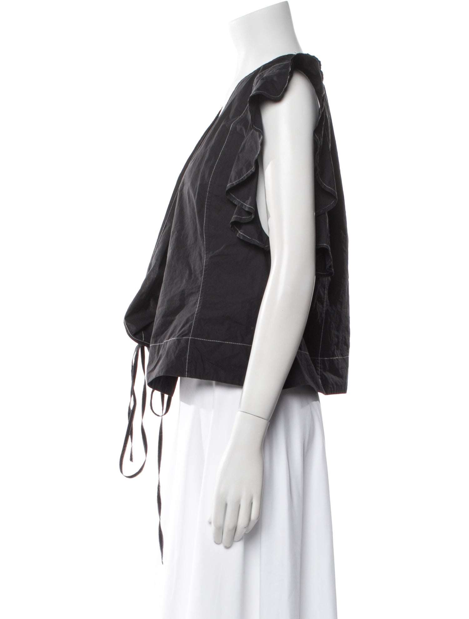 Ganni V-Neck Short Sleeve Blouse