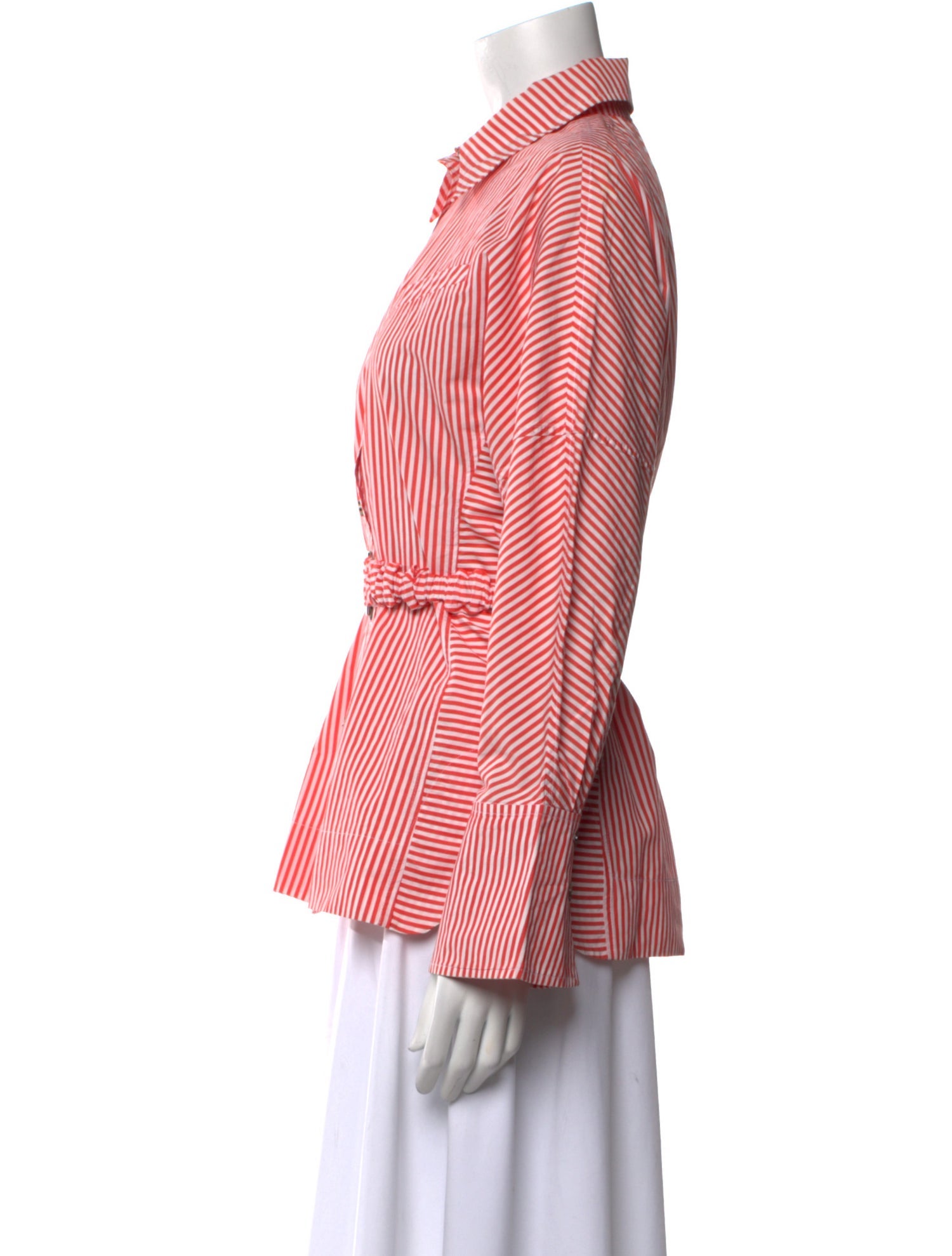 Ganni Striped Long Sleeve Button-Up Top