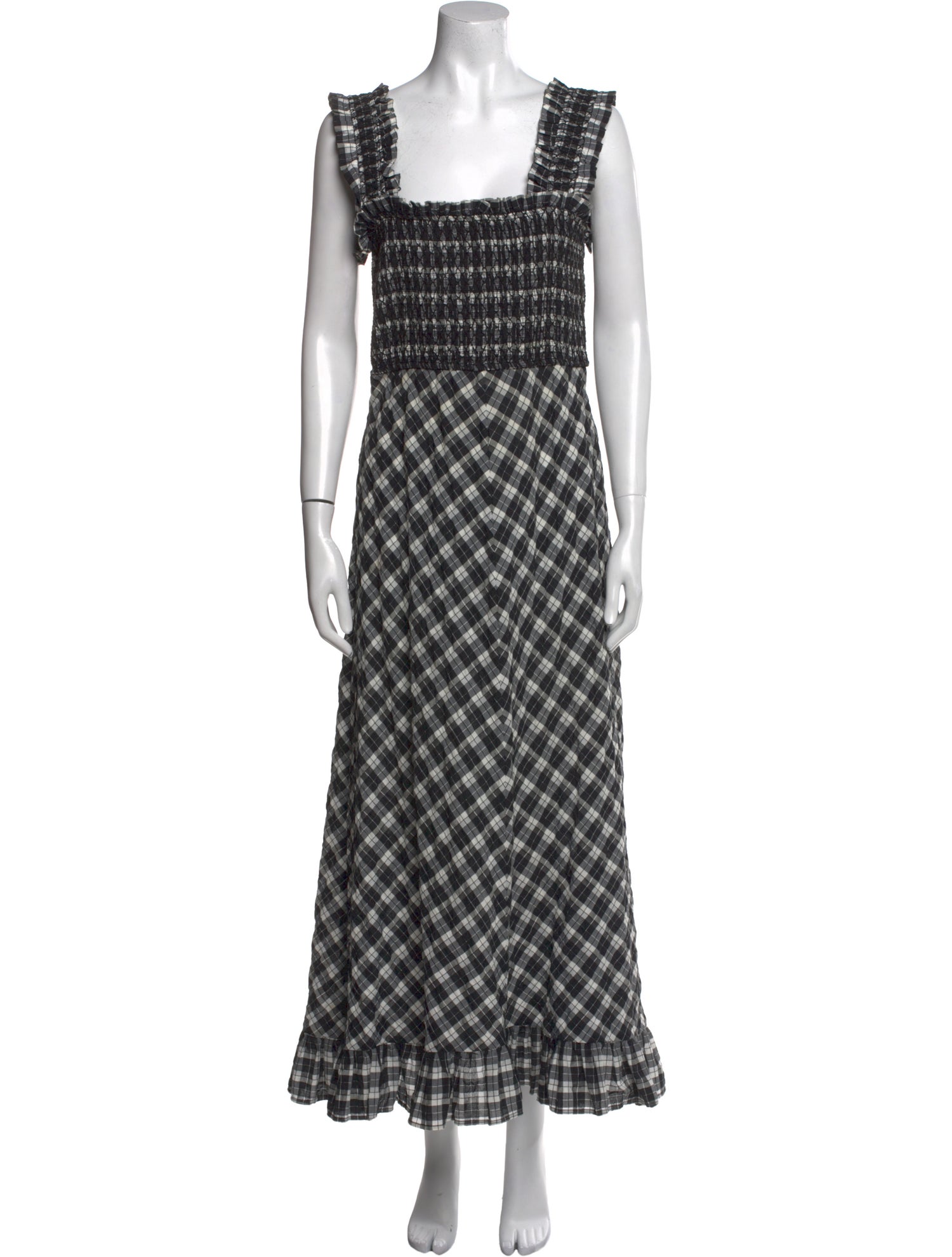 Ganni Plaid Print Midi Length Dress
