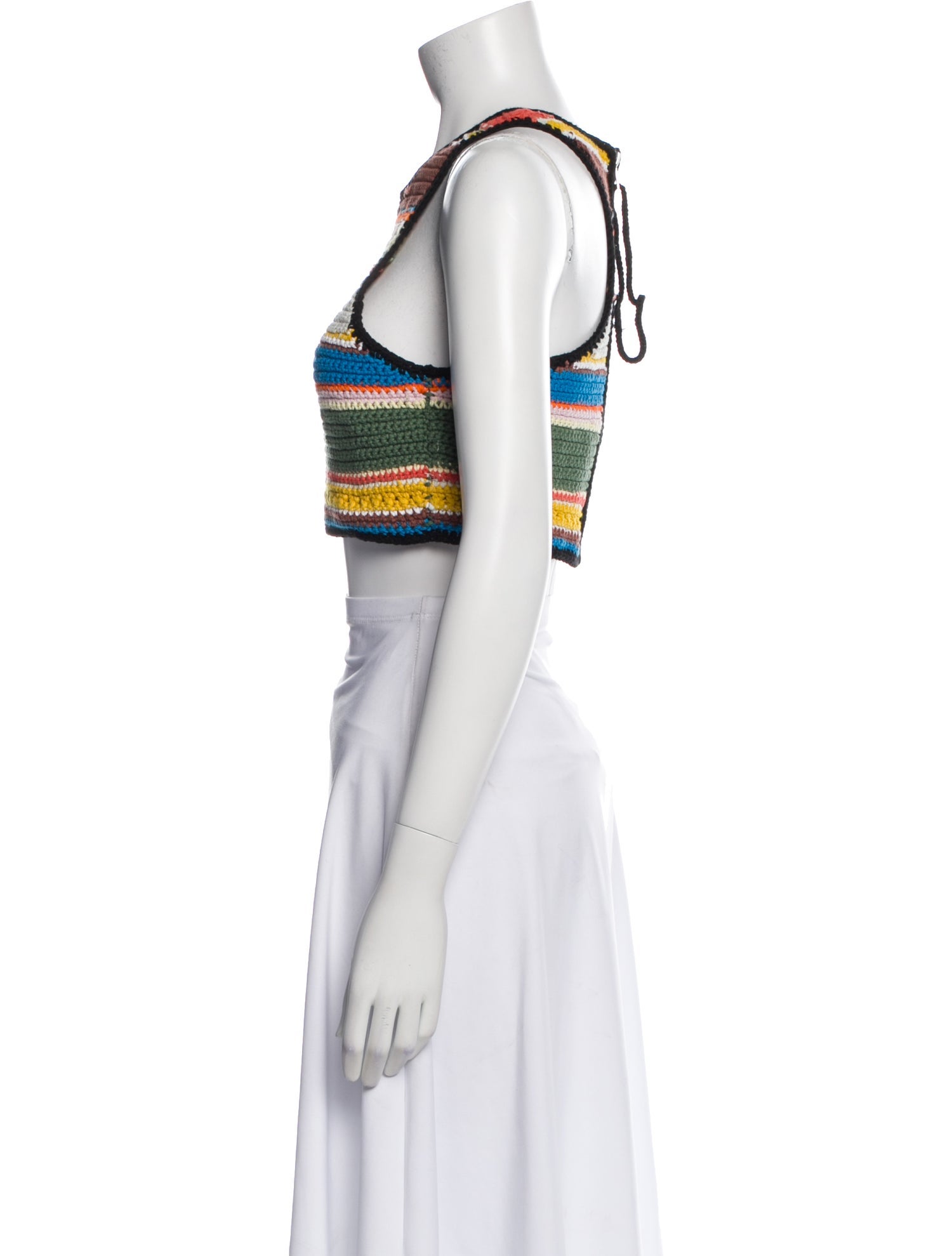 Ganni Striped Scoop Neck Crop Top