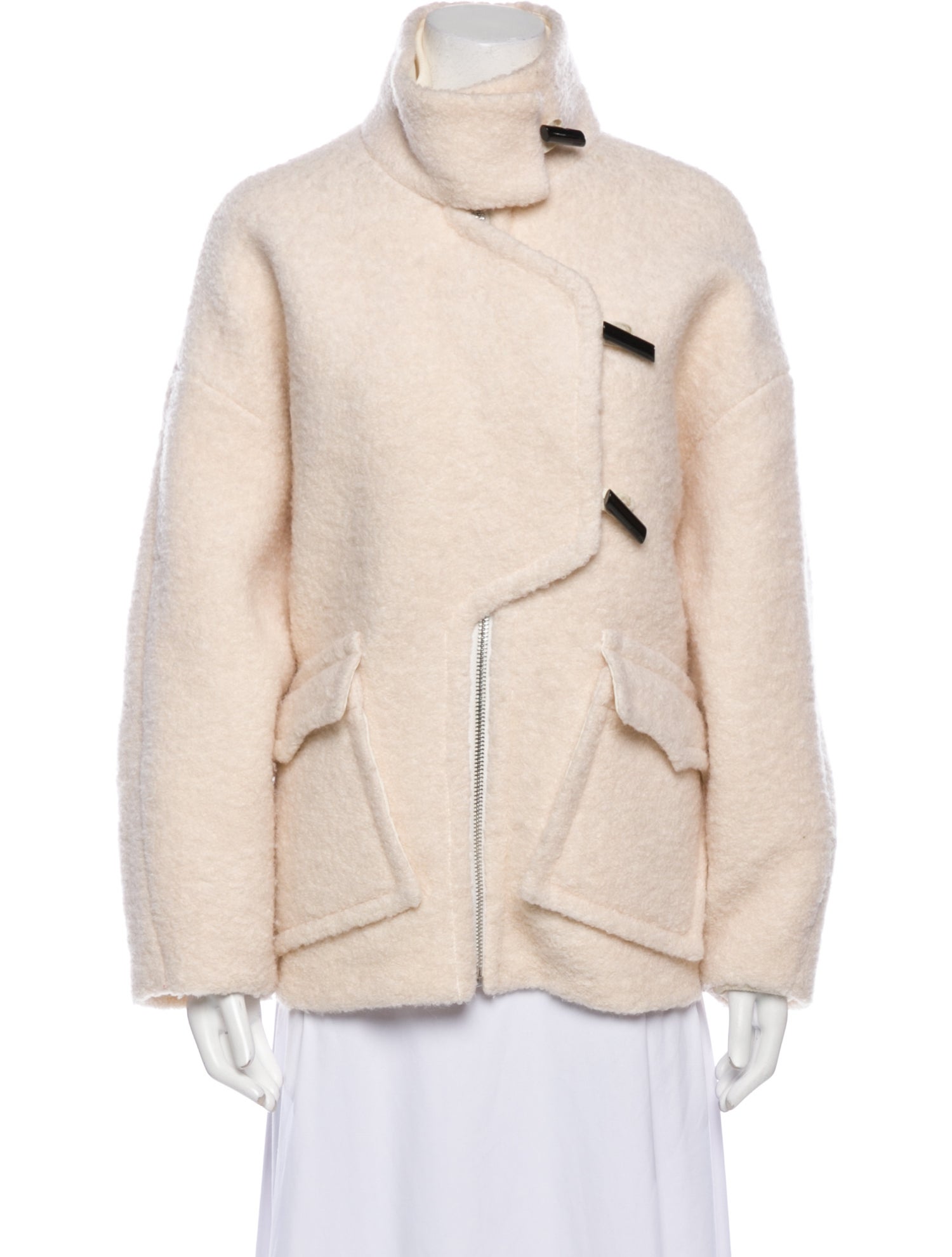 Ganni Wool Faux Fur Jacket