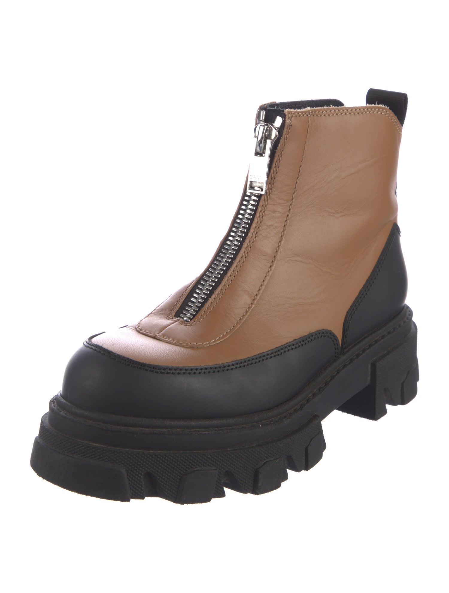 Ganni Leather Lace-Up Boots