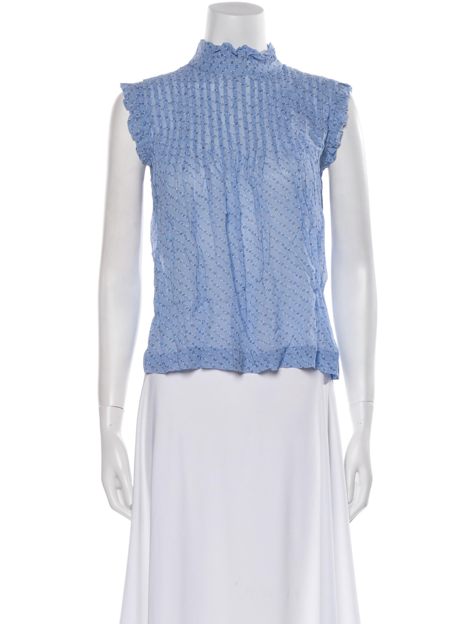 Ganni Printed Mock Neck Crop Top