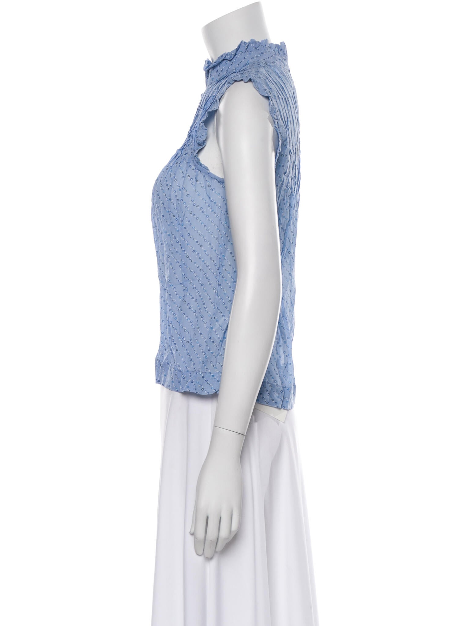 Ganni Printed Mock Neck Crop Top