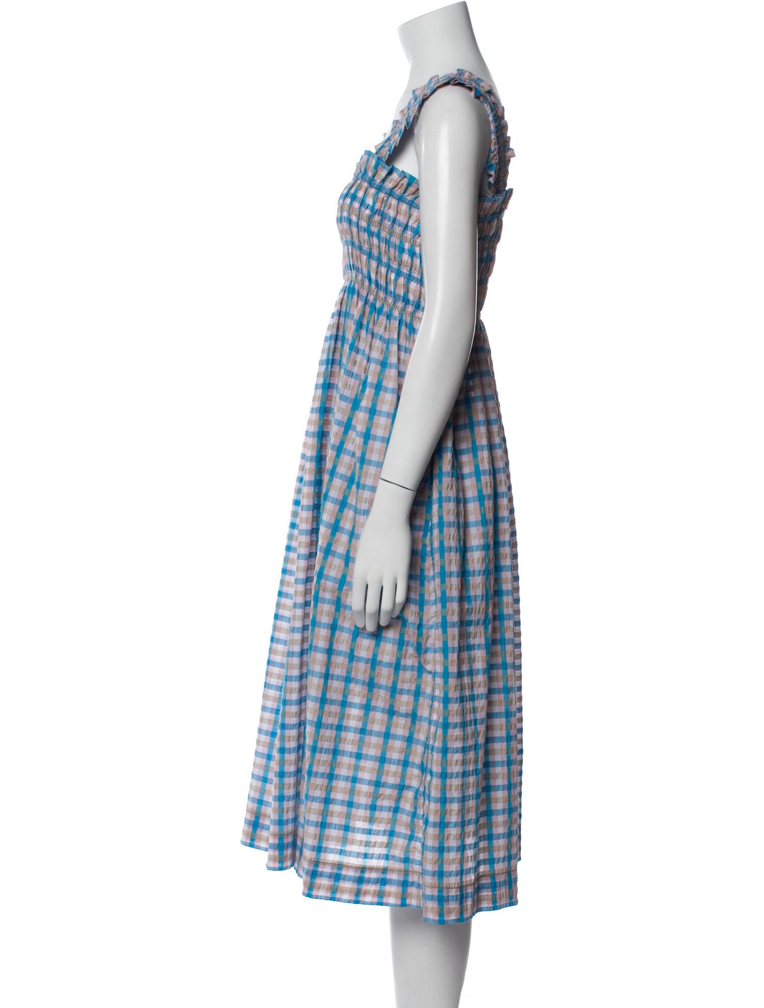 Ganni Plaid Print Midi Length Dress