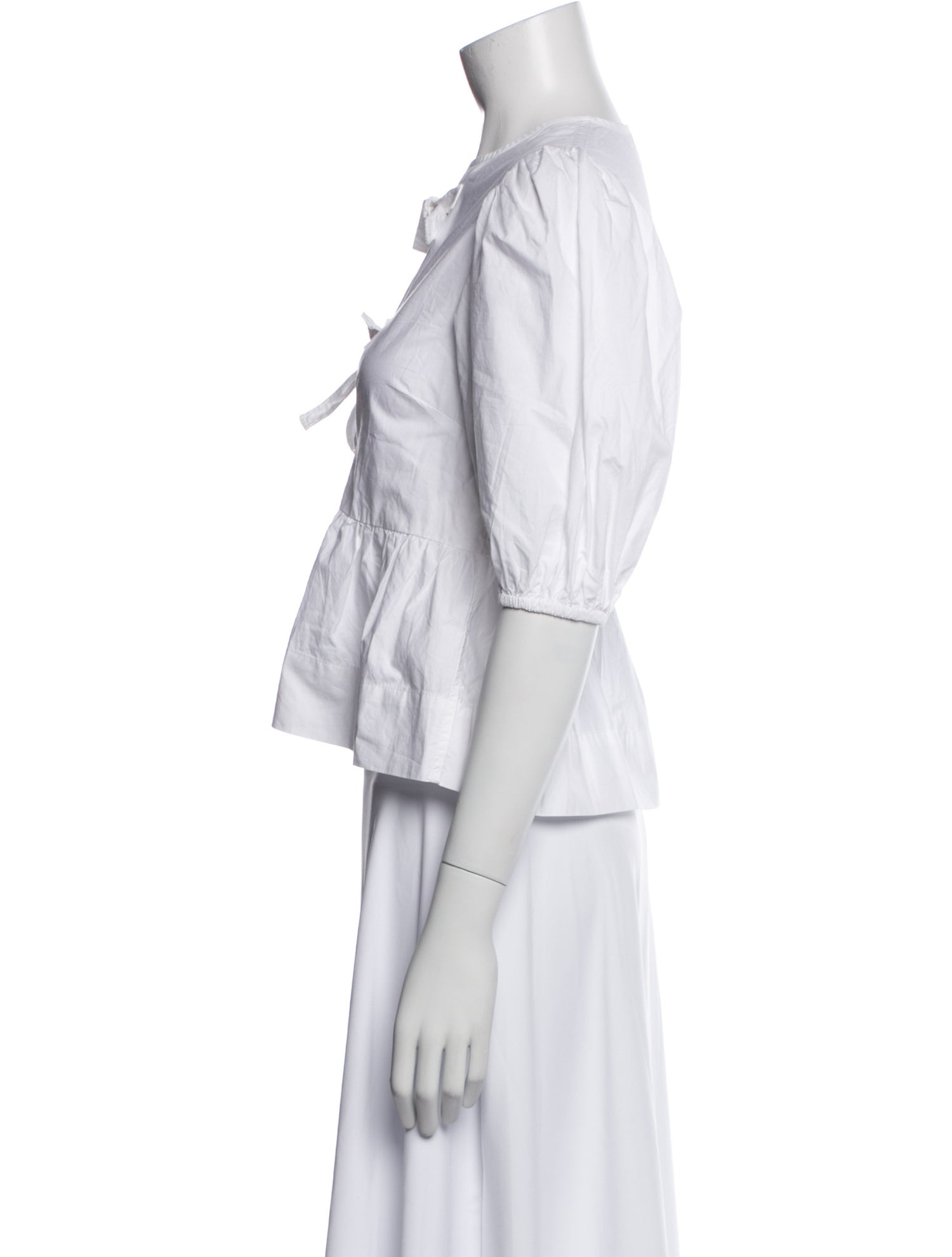 Ganni V-Neck Three-Quarter Sleeve Crop Top