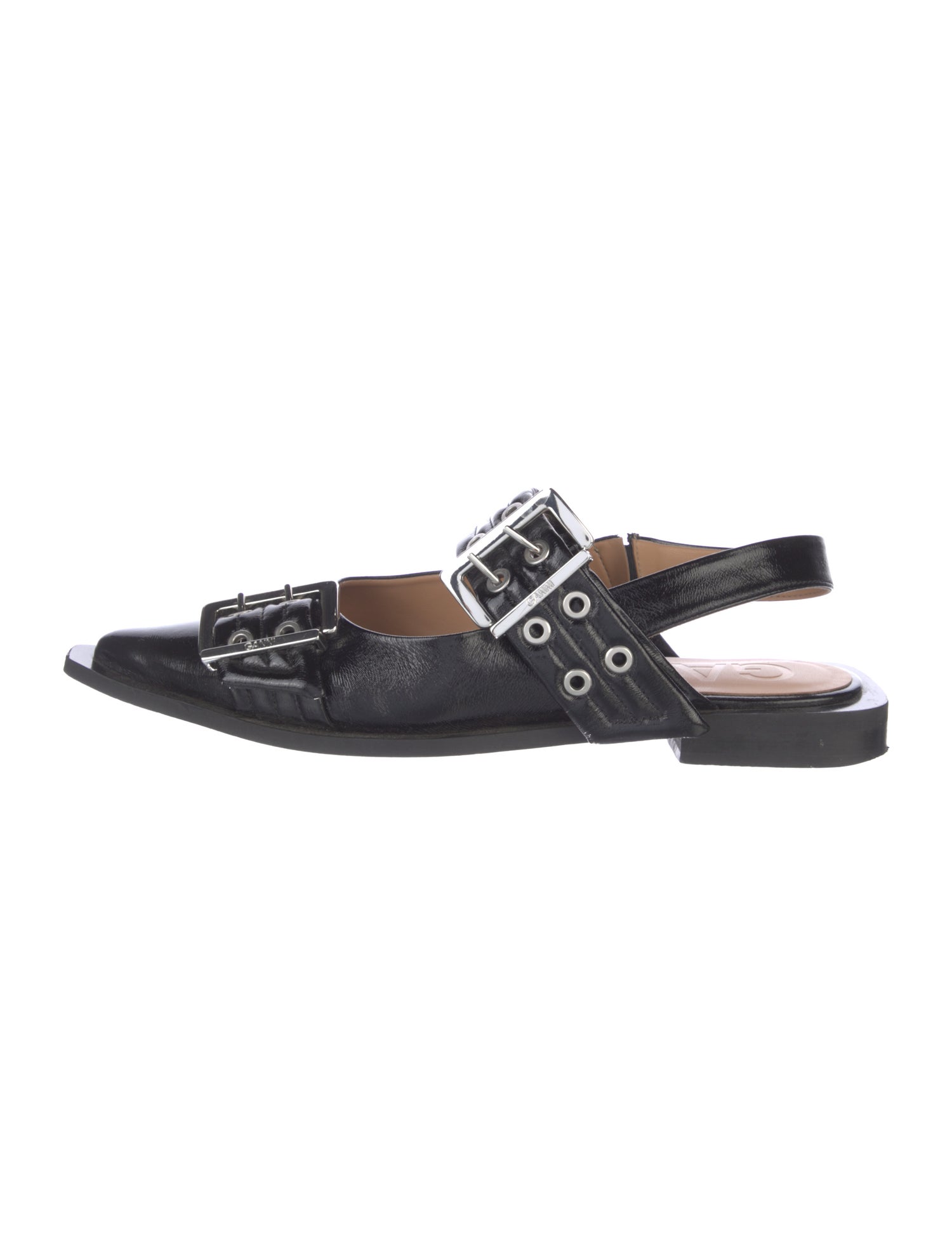 Ganni Patent Leather Slingback Flats