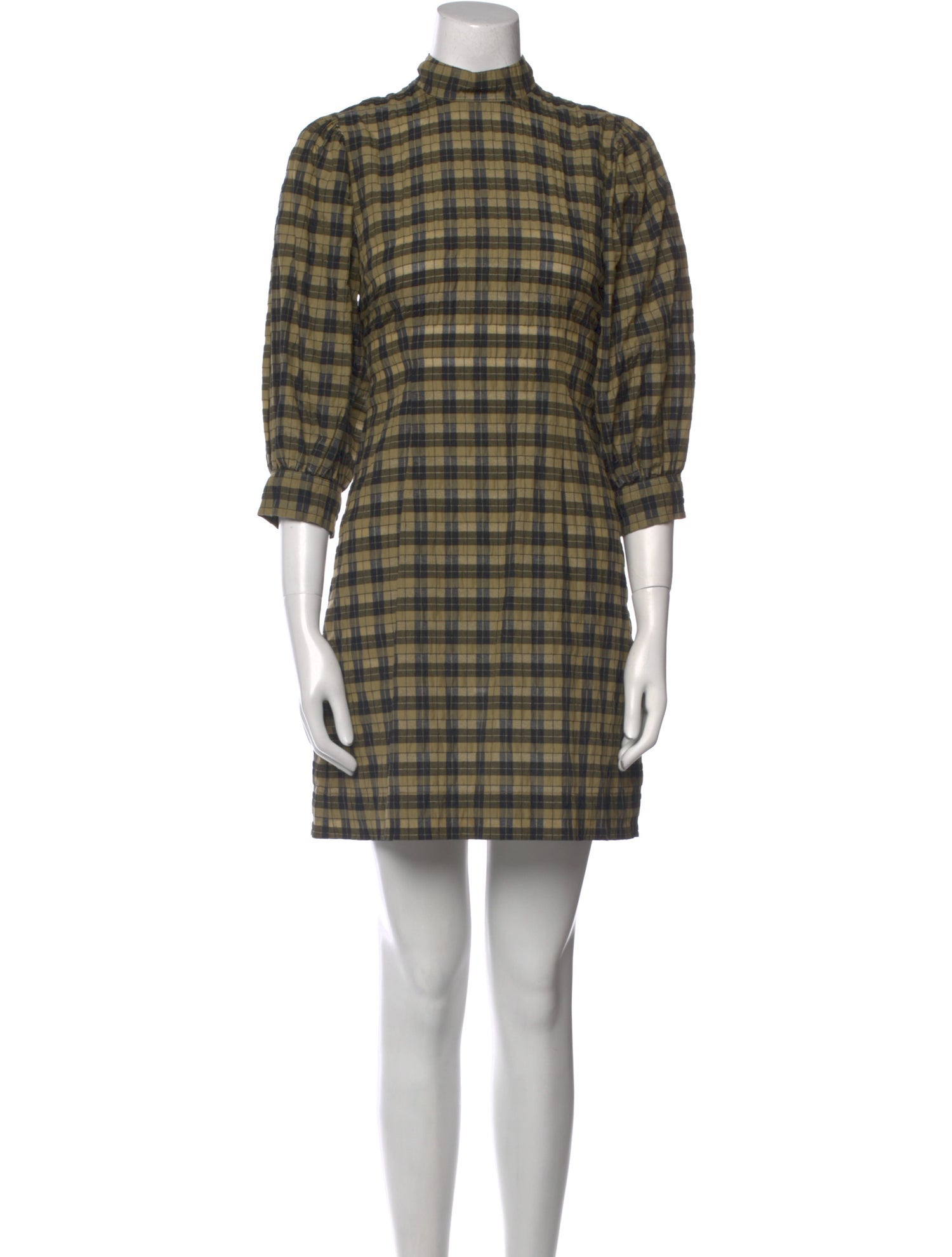 Ganni Plaid Print Mini Dress