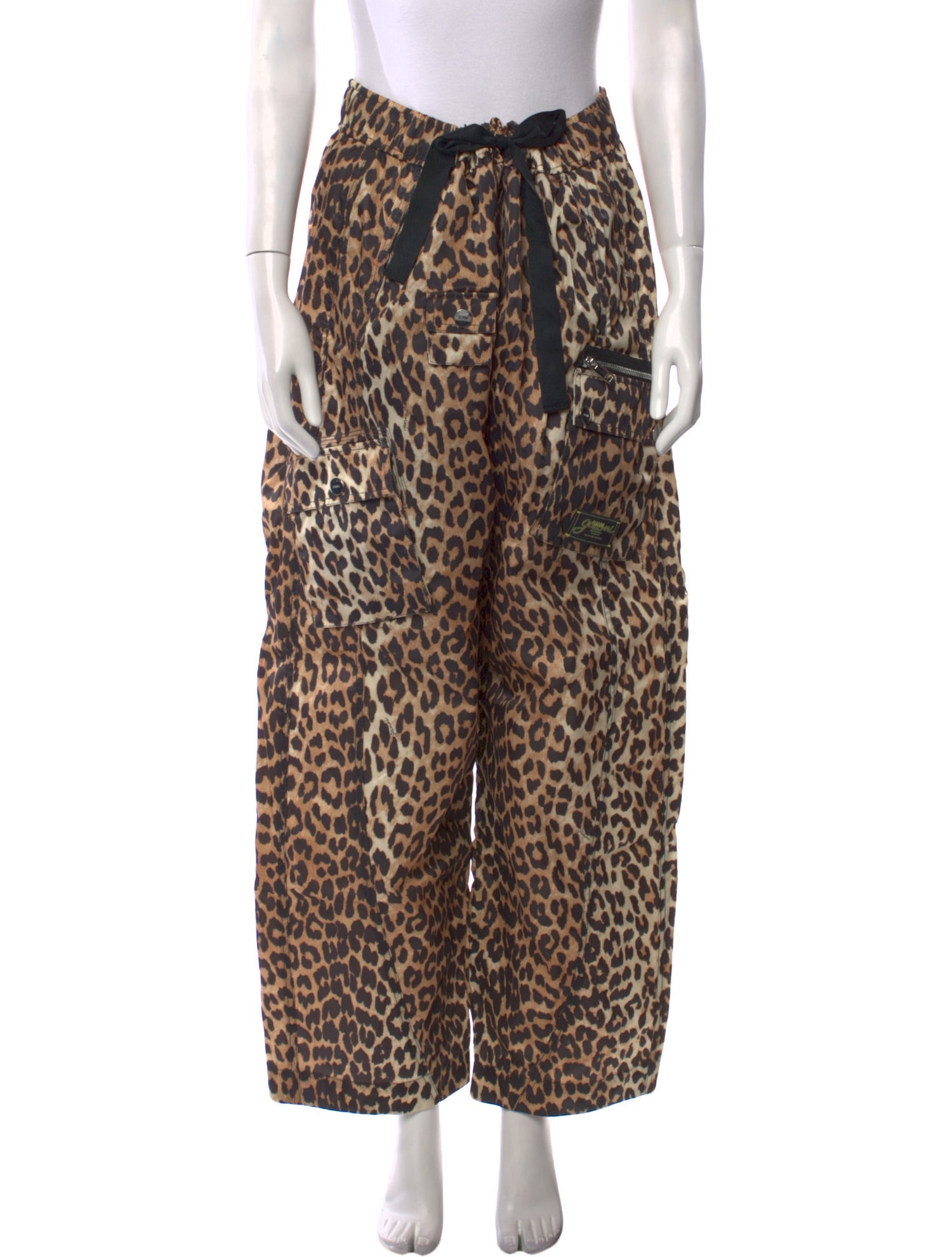Ganni Animal Print Wide Leg Pants