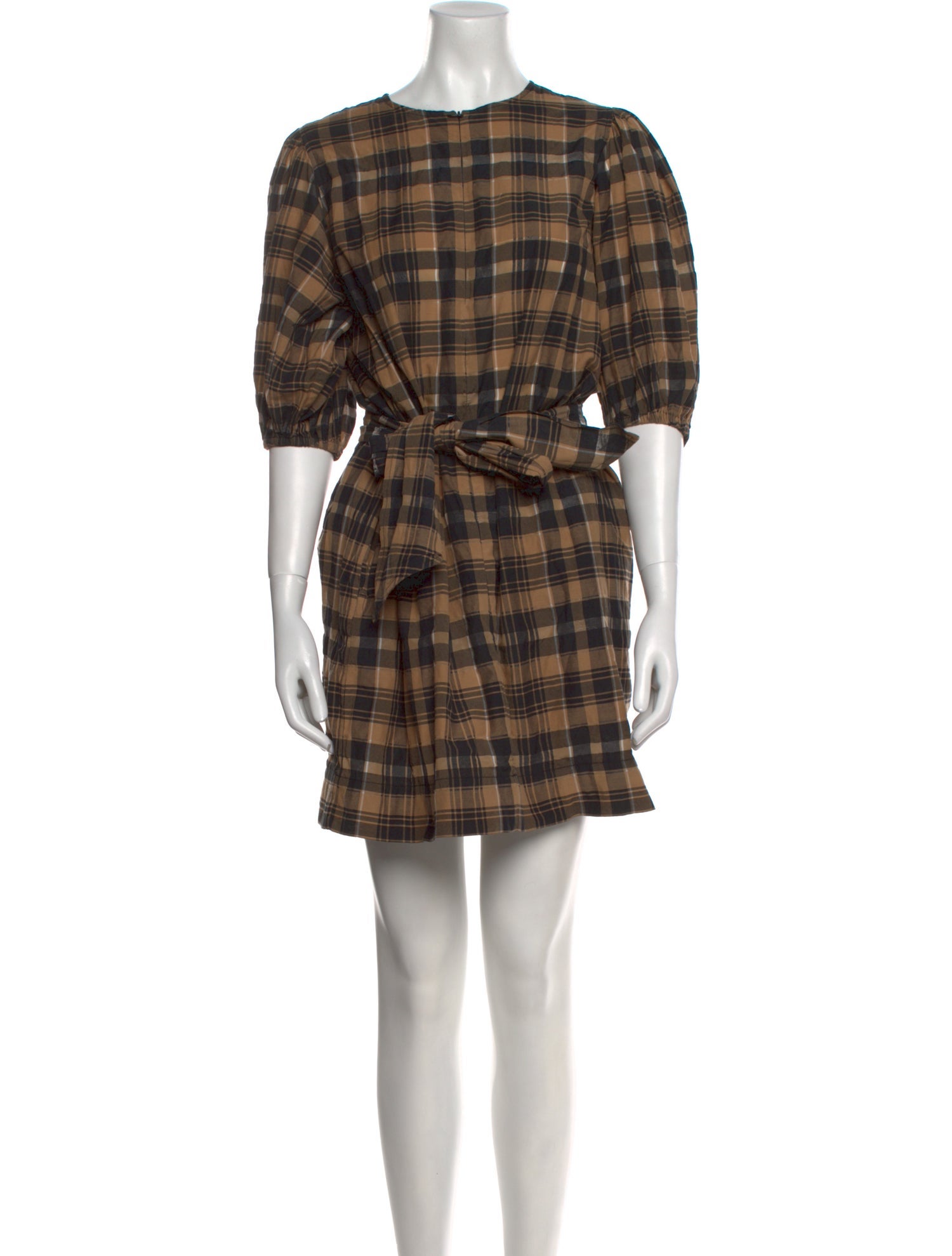 Ganni Plaid Print Mini Dress