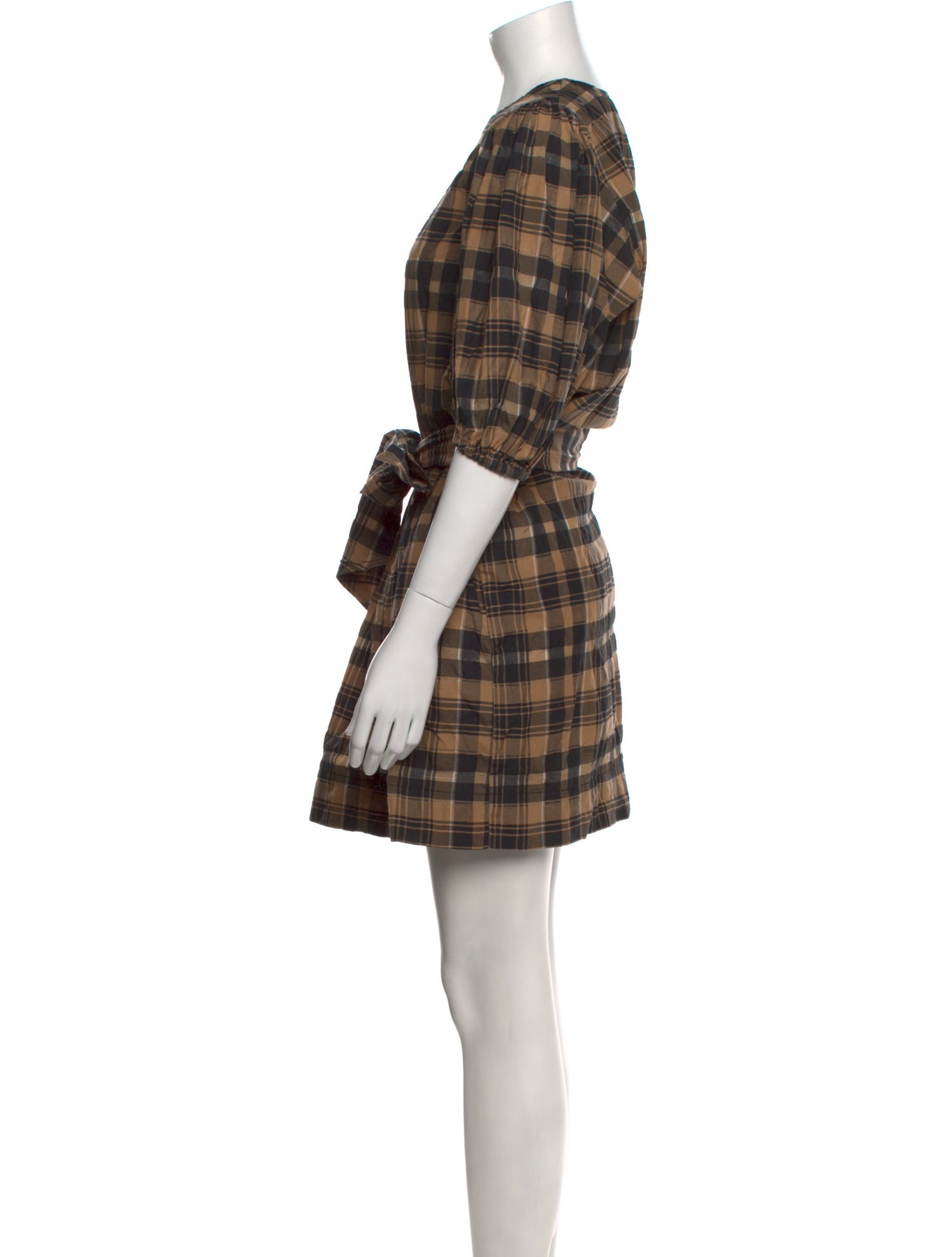 Ganni Plaid Print Mini Dress