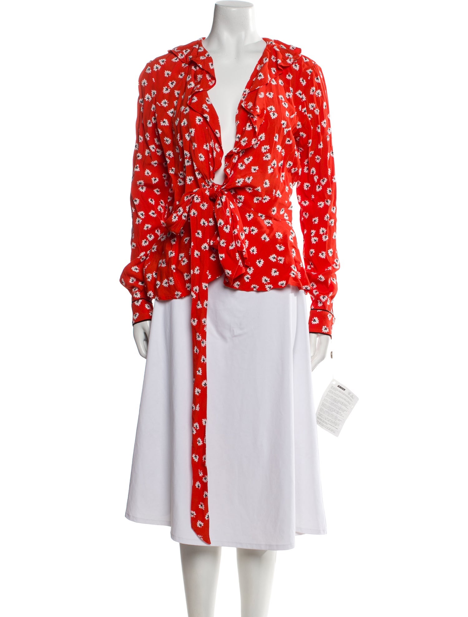 Ganni Floral Print V-Neck Blouse w/ Tags